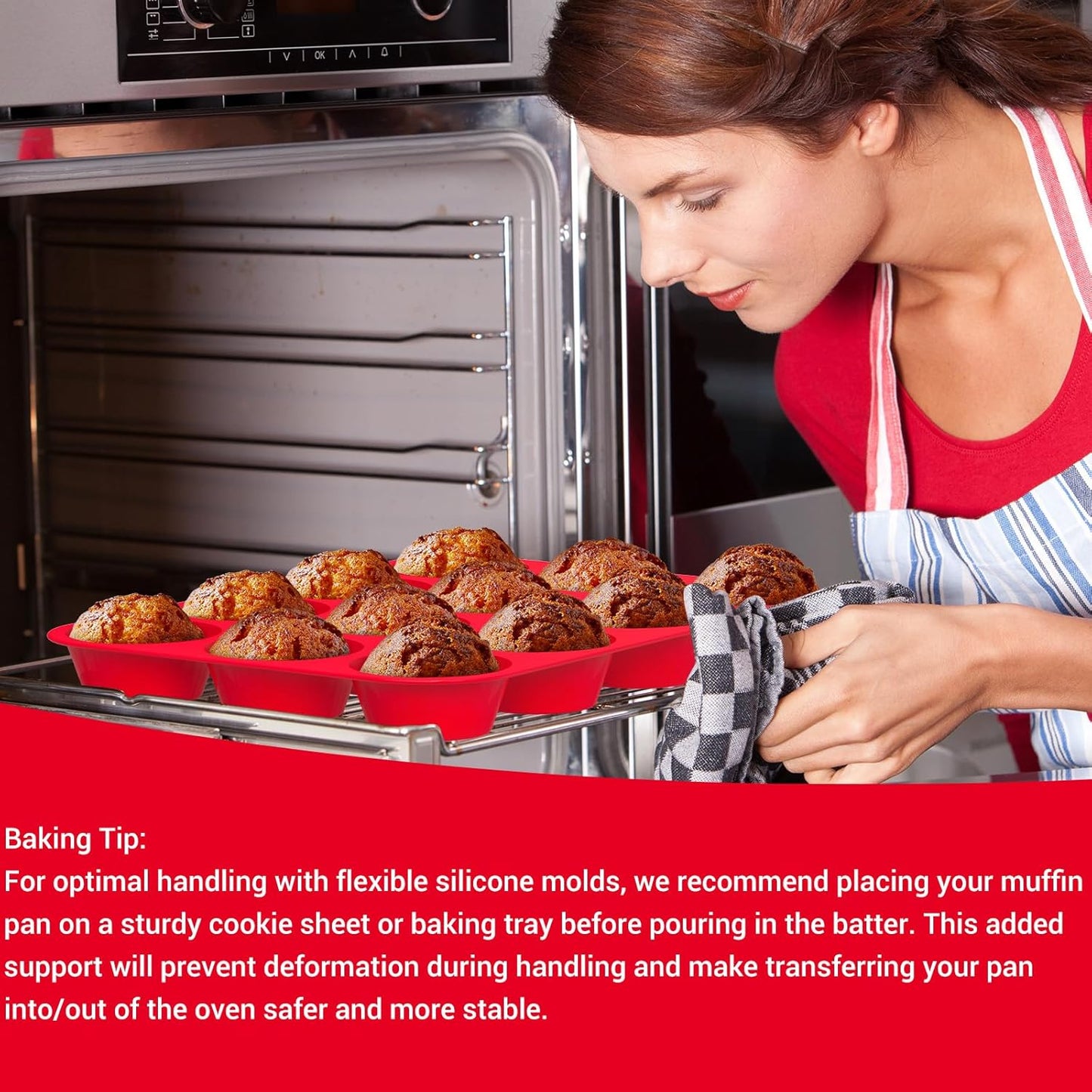 Silicone Muffin Pan 2 Pack - Nonstick Cupcake Baking Pans, Heat Resistant Silicone Molds for Oven, Microwave & Freezer, 12-Cup Reusable Muffin Trays