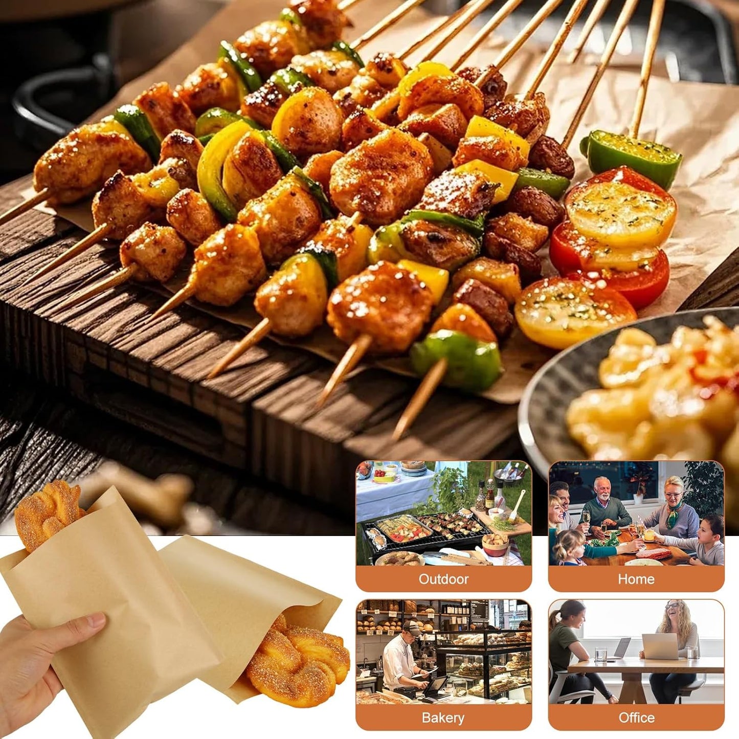 600 Pack Paper Sandwich Bags, 8x8 inch Wax Paper Bags, Greaseproof Bags Paper Cookie Bag Bakery Wax Bag for Food, Sandwich, Snacks, Cookie, Candies and More