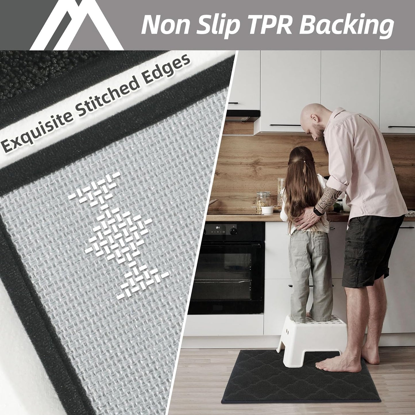 COSY HOMEER Kitchen Rugs Washable Non Slip Kitchen Mats for Floor Absorbent Kitchen Carpet 20" x 32" Soft Rugs for Kitchen,Sink Mat,Entrance,Area Rugs,Black