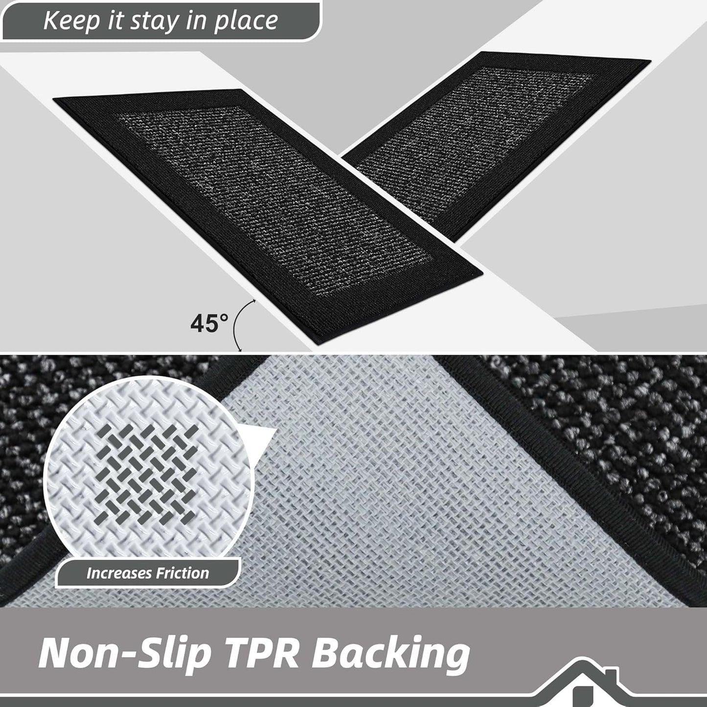 BEQHAUSE Indoor Door Mat 24" x 36", Dirt Trapper Door Mats Non-Slip Entryway Rugs Washable, Resist Dirt Absorbent Welcome Mat, Low Profile Floor Mats for Front Back Door and Entryway, Black