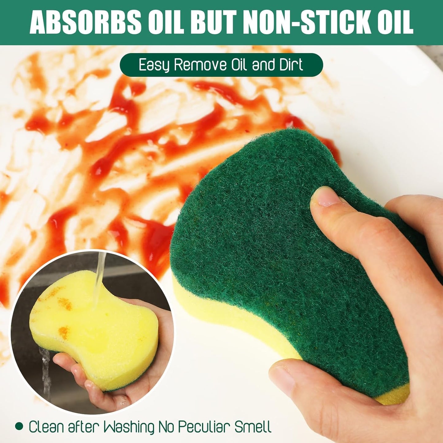 Tanlade 30 Pcs Individually Wrapped Sponges Kitchen Bulk Non Scratch Scouring Sponges for Dishes Household Cleaning Travel Apartments Hotel Car