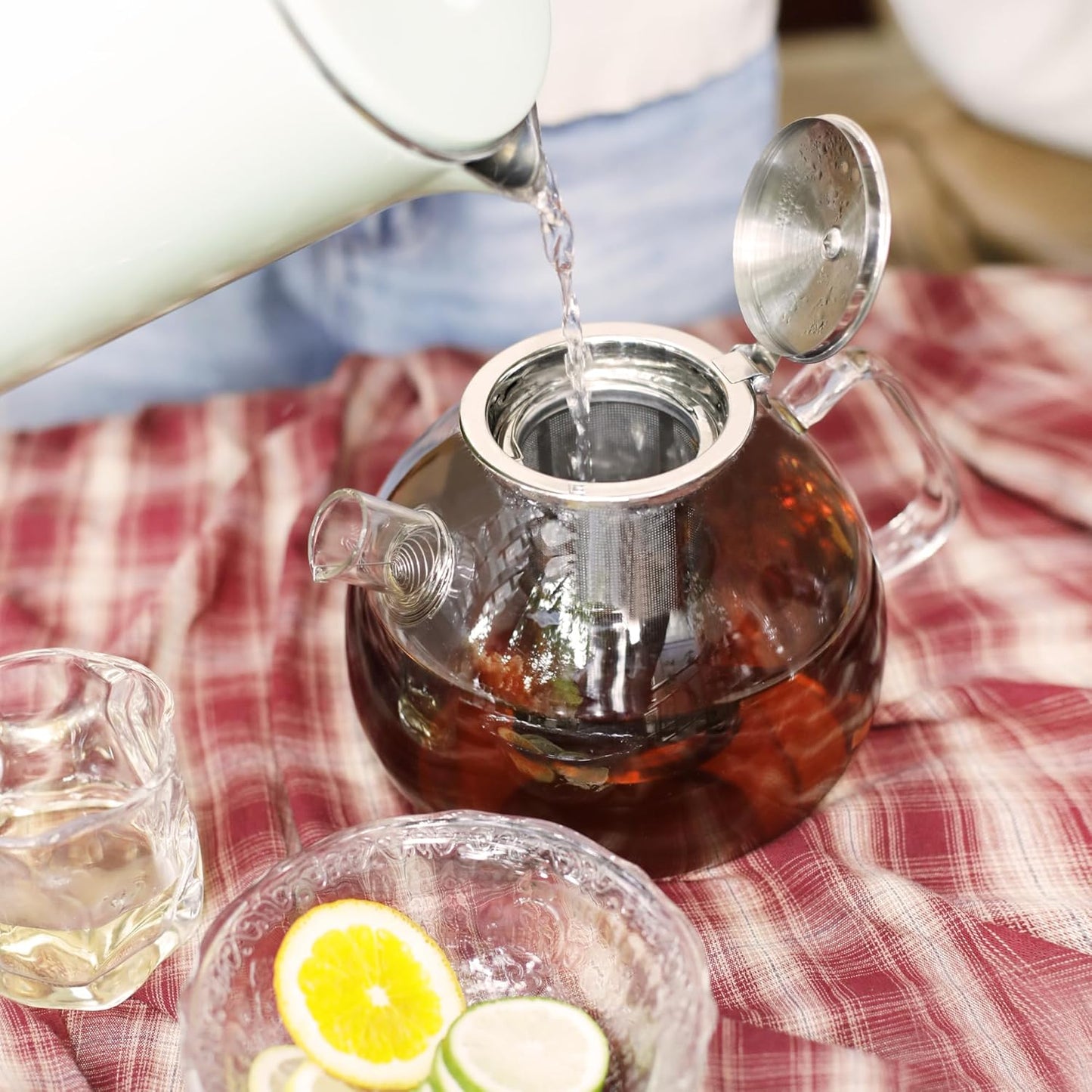 LIBWYS 1500ml(51oz) Glass Teapot, Teapot with Removable Infuser, Stovetop Safe Tea Pot made of Heat-resistant Borosilicate Glass, Blooming and Loose Leaf Tea Maker, Easy to Clean