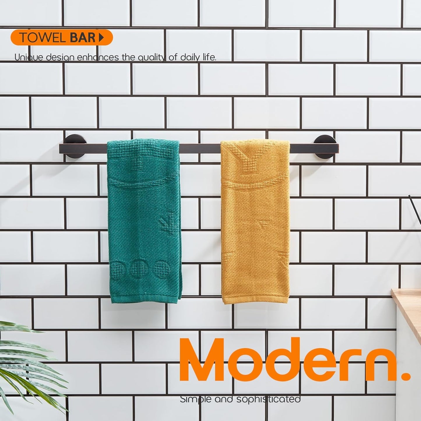 20 Inch Bathroom Towel Bar Bath Towel Rack Kitchen Towel Holder Towel Shelf Wall Mounted SUS304 Stainless Steel Oil Rubbed Bronze AN4001ORB-L20