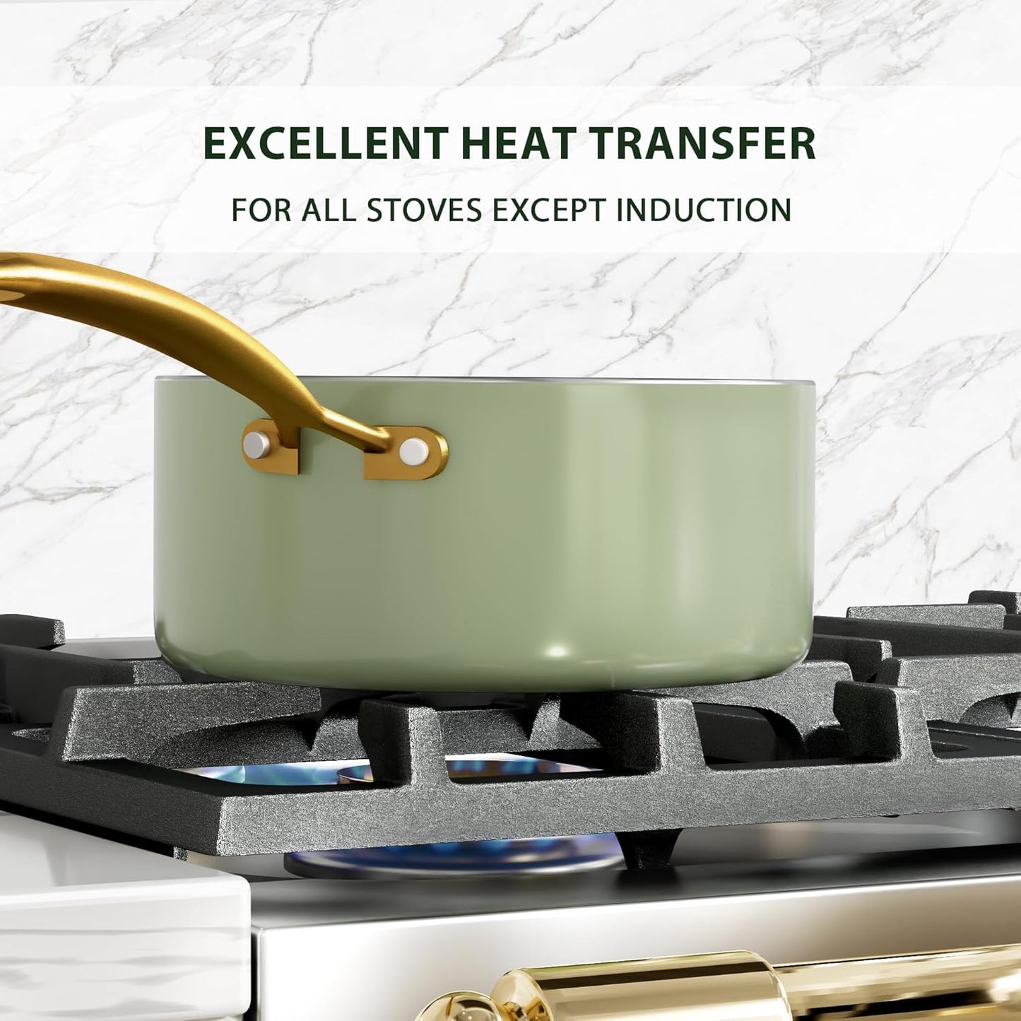 Pots and Pans Set Non Stick - VONIKI Ceramic Cookware Set with Cooking Utensils Set, Non Toxic Kitchen Cookware Sets Dutch Oven Pot with Lid Saucepan Set Sauté Pan Frying Pan Set for Cooking Gifts