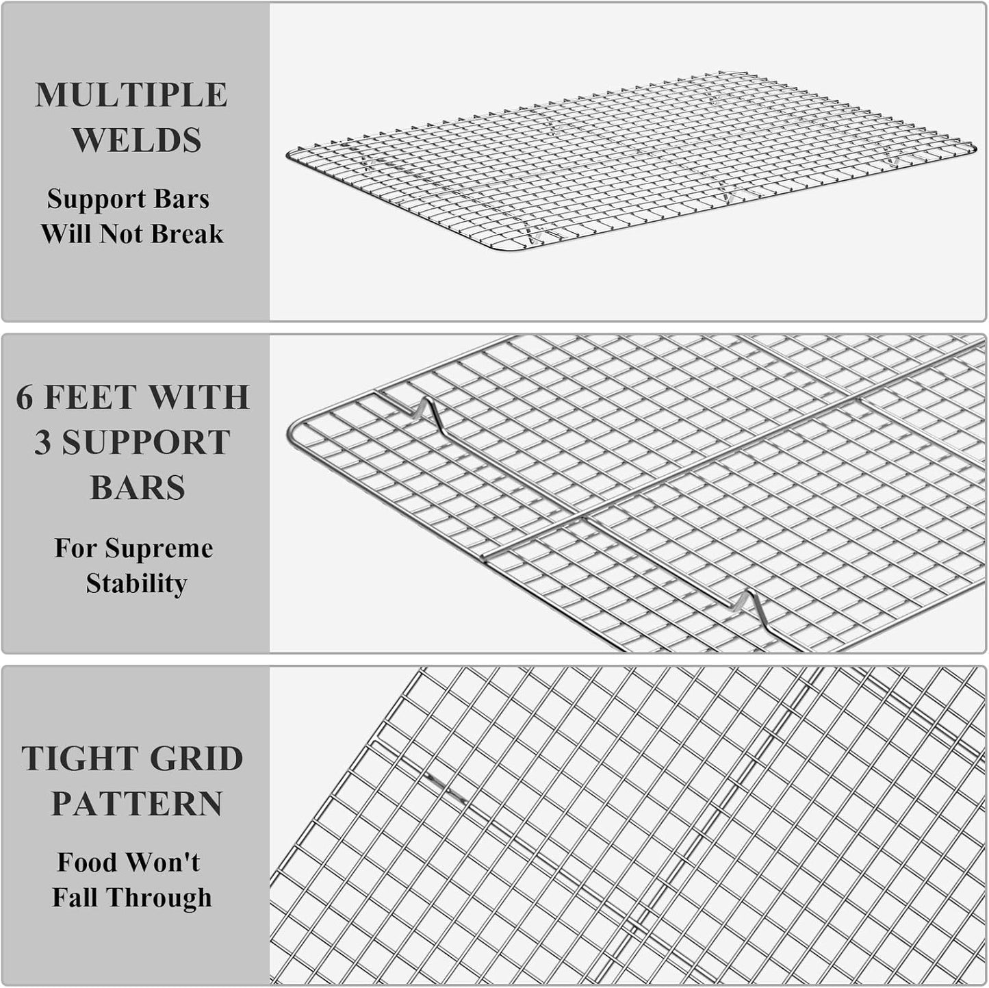 Baking Sheet with Cooling Rack Set [2 Sheets + 2 Racks], Deedro Stainless Steel Cookie Half Sheets Baking Pan Oven Tray with Rack, 17.3 x 12.3 x 1 Inch, Heavy Duty, Non-toxic, Dishwasher Safe