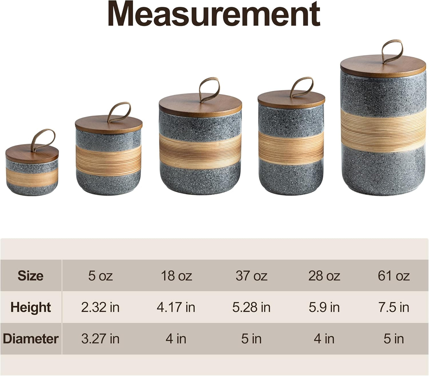 Large Storage Containers with Lids, Ceramic Coffee Container Kitchen Food Storage Cookie Jars with Airtight Lid for Spice Sugar Tea Bag, Stackable Decorative Jars for Counter, Grey & 61 fl.oz