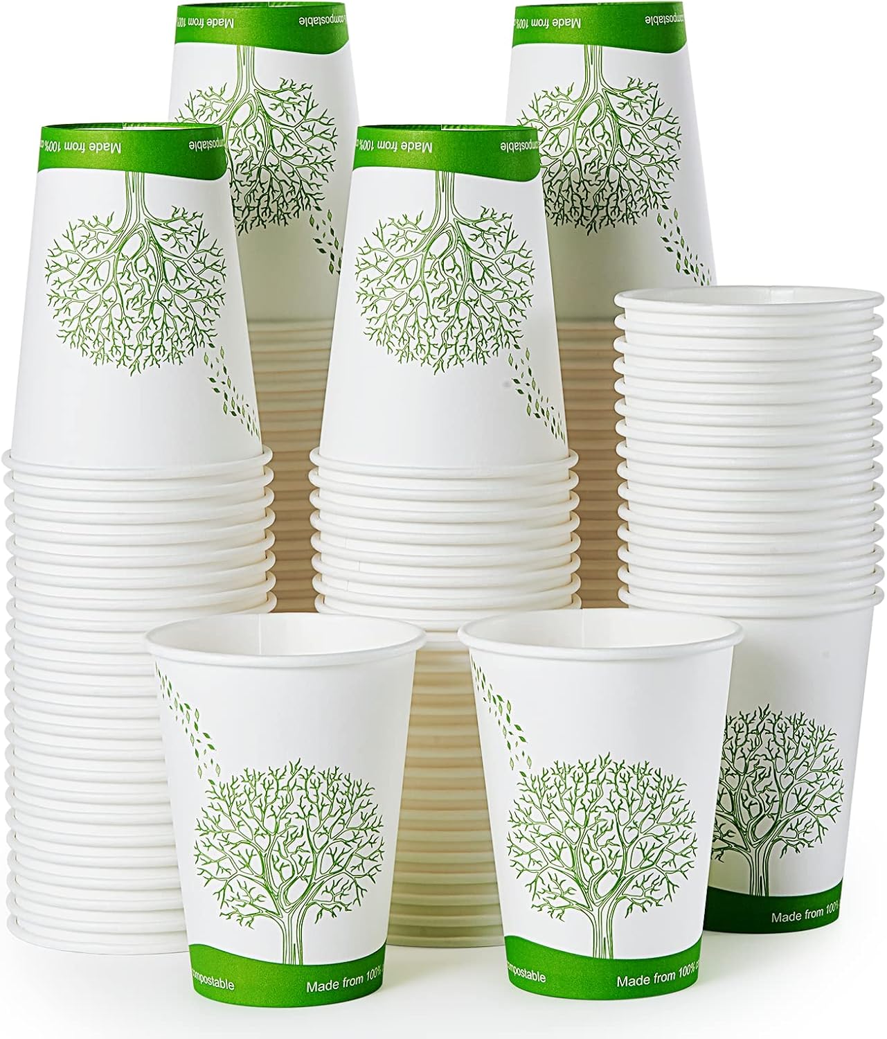 ECOLipak 240 Count 12 oz Compostable Paper Cups, Biodegradable Disposable Paper Coffee Cups with PLA Lined, Eco-friendly Hot Drinking Cups for Party, Picnic,Travel,and Events