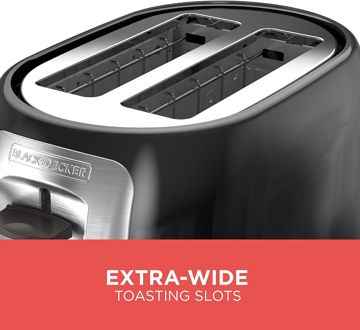 BLACK+DECKER 2-Slice Toaster, TR1278BD, Extra Wide Slots, 7 Shade Settings, 850 Watts, Frozen and Bagel Buttons