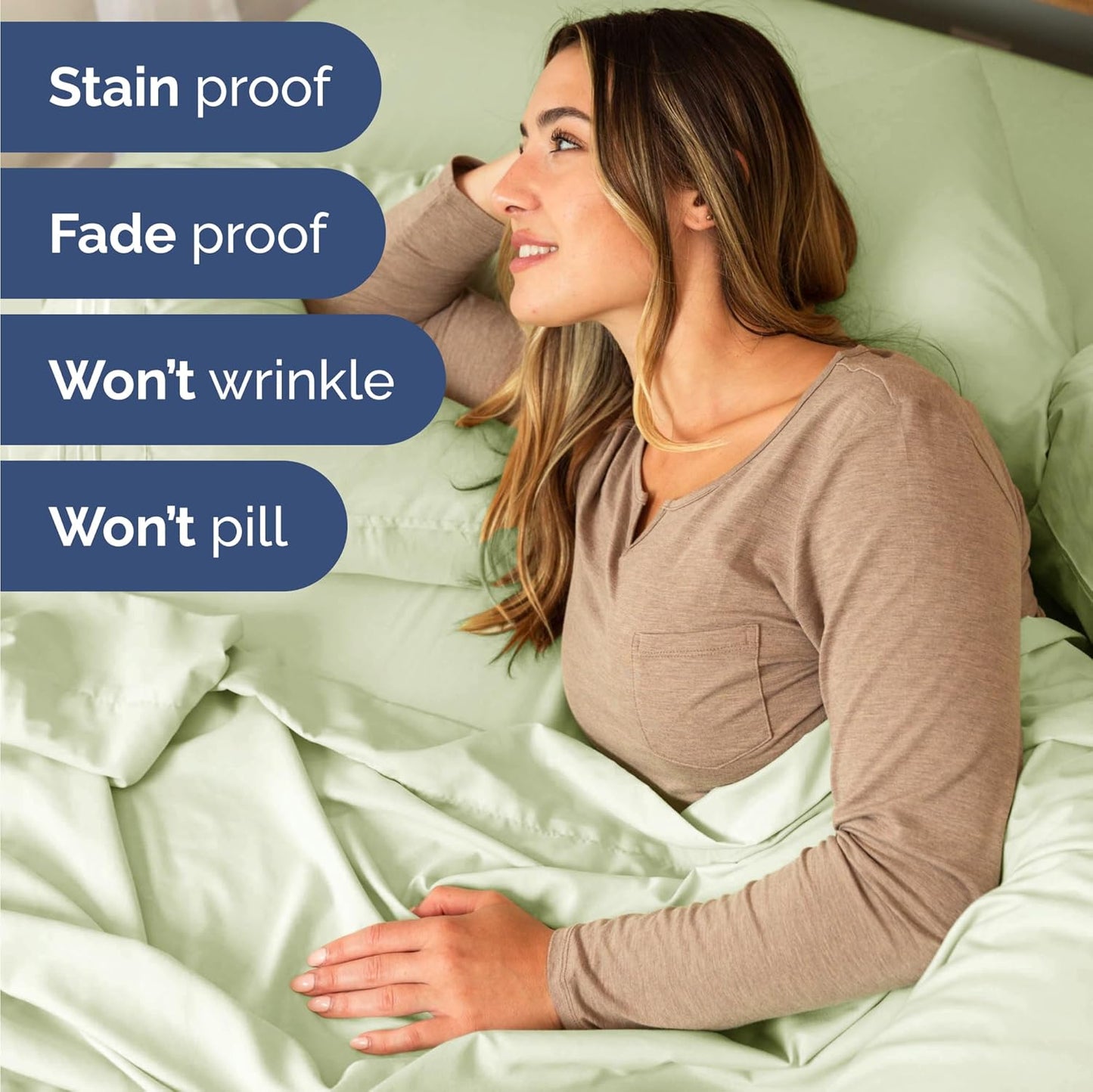 Twin Size 3 Piece Sheet Set - Comfy Breathable & Cooling Bed Sheets Set - Hotel Luxury Bedding for Women, Men, Kids, Teens, Boys & Girls - Deep Pockets and Wrinkle Free - Oeko-Tex - Light Sage Green