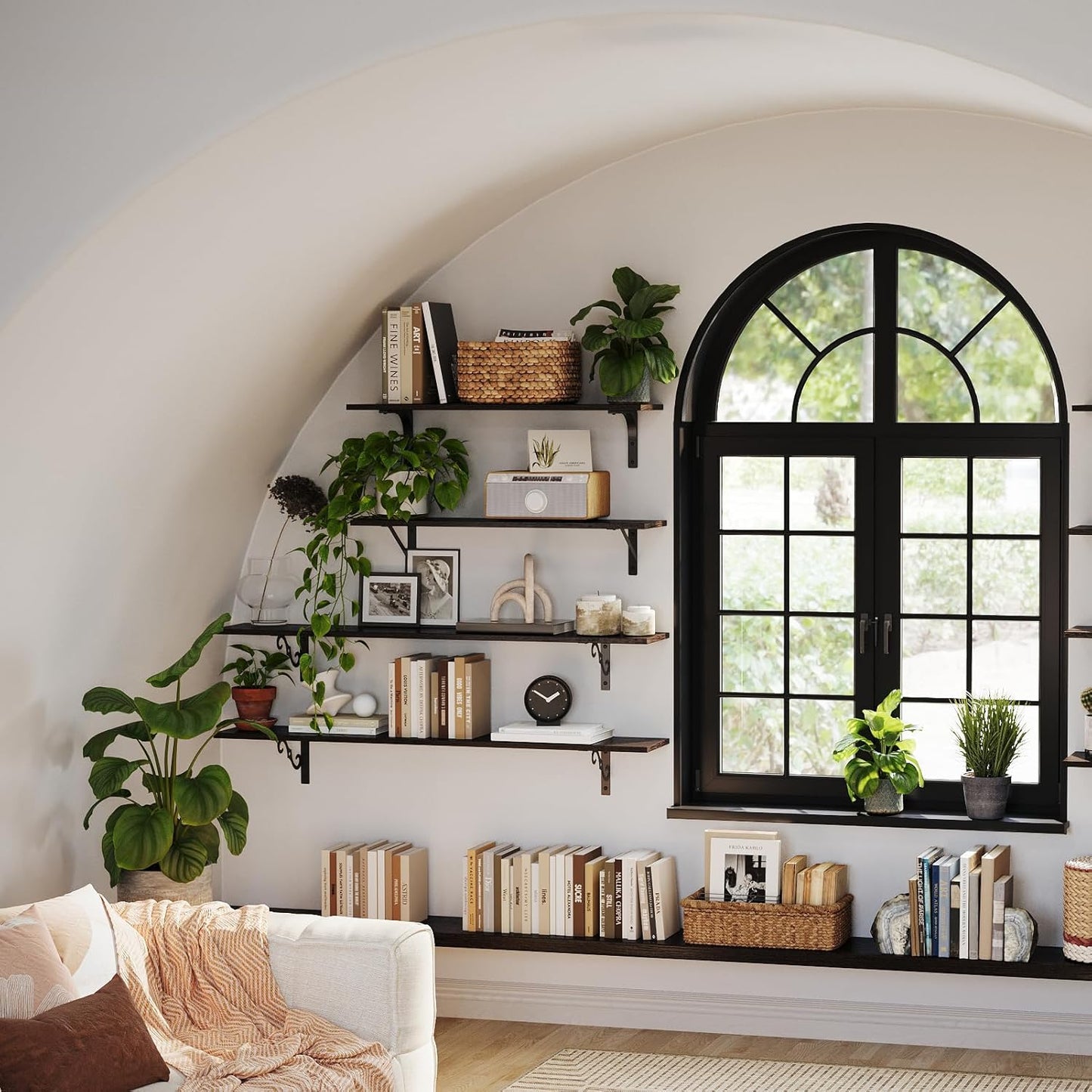 DINZI LVJ Long Wall Shelves, 39.4 Inch Large Floating Shelves Set of 2, Wide Display Shelf Wall Mounted with Brackets, Easy Hanging for Living Room, Toilet, Office, Bedroom, Espresso