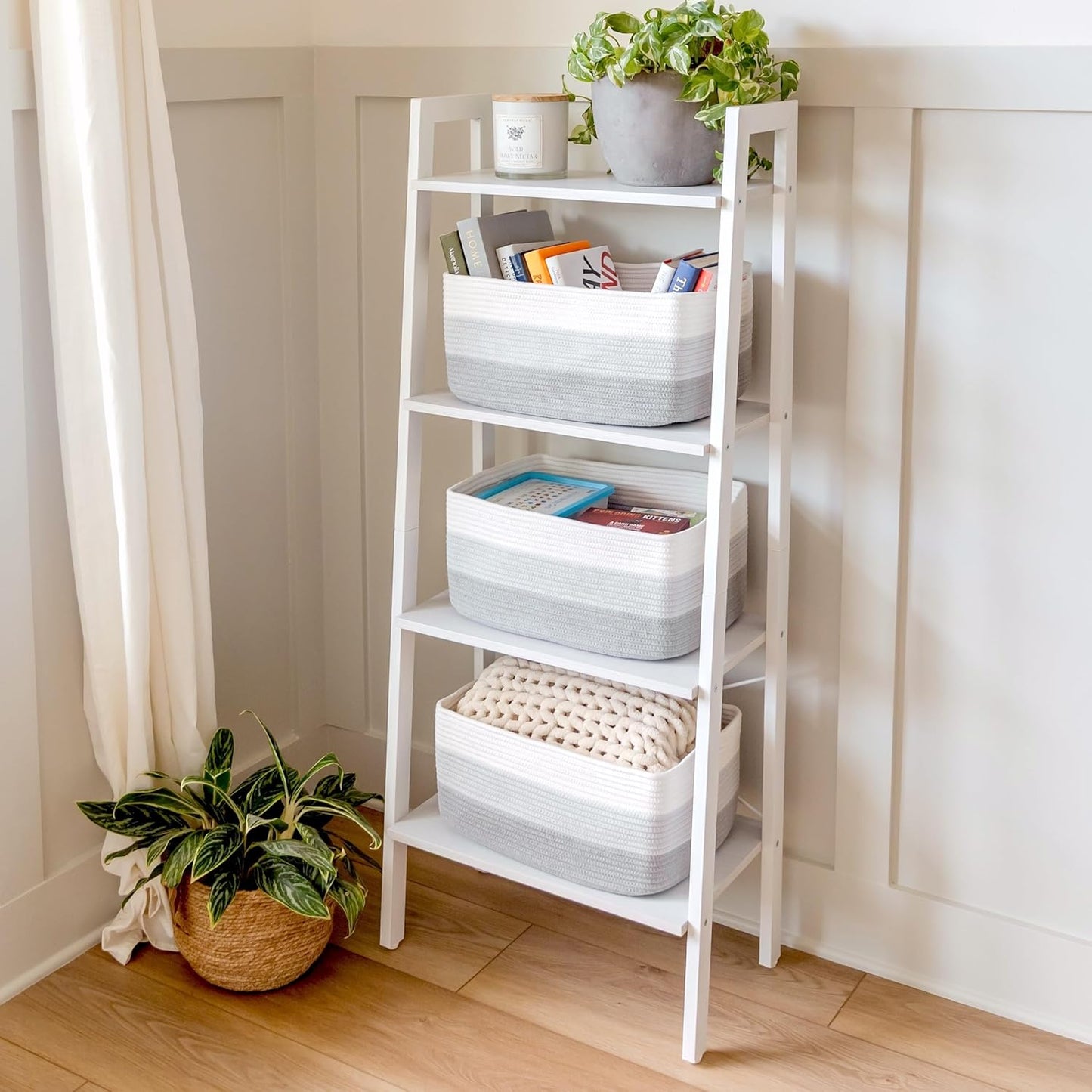 NaturalCozy Storage Baskets 16.8”x13”x7.6” Cotton Rope Woven Baskets for Organizing 3-Pack | Toy Storage Bins | Basket for Shelves, Laundry, Blanket, Clothes, Closet, Kitchen, Bathroom, Gifts