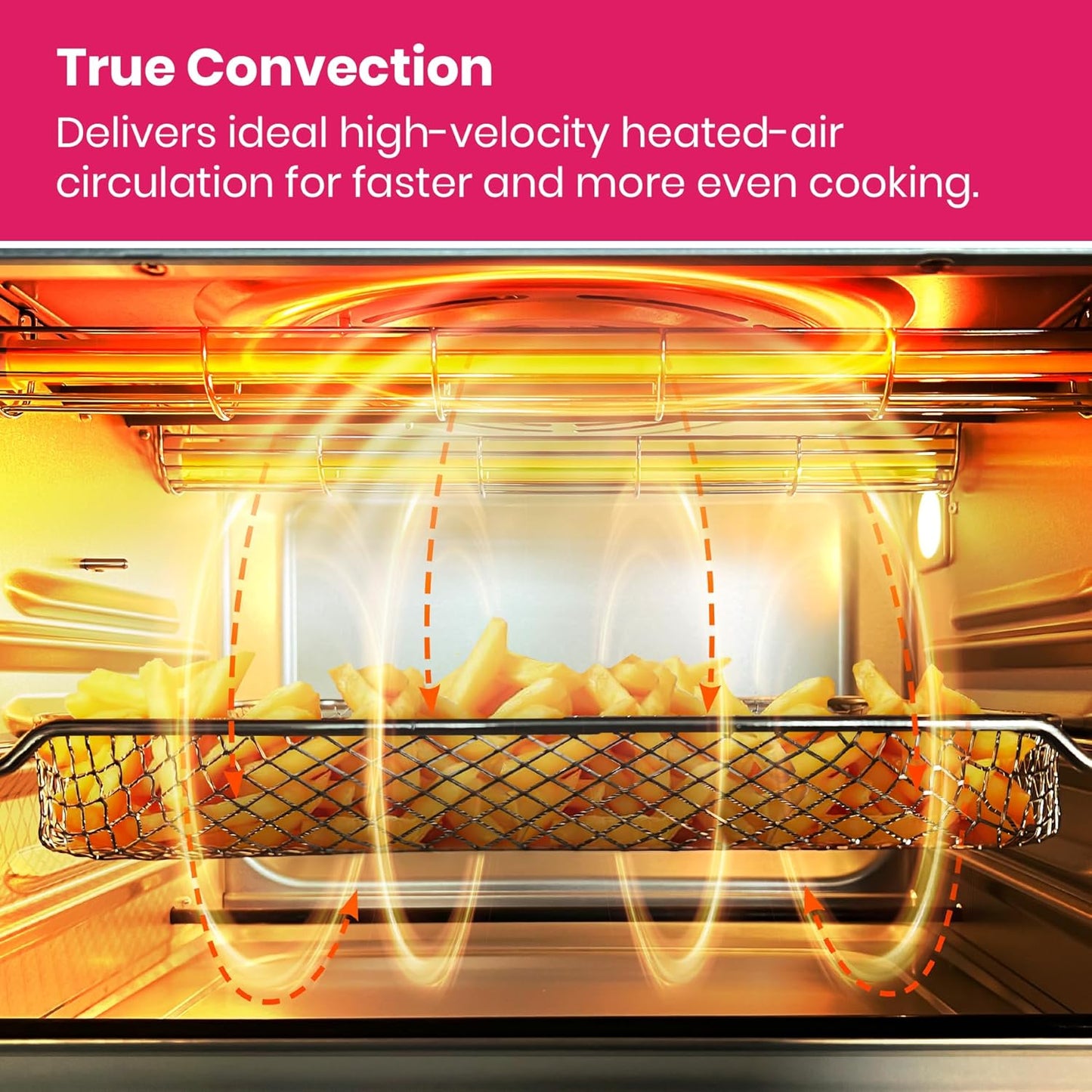 Limited Edition Happy Pink Infrared Heating Air Fryer Toaster Oven, Extra Large Countertop Convection Oven 10-in-1 Combo, 6-Slice Toast, Enamel Baking Pan Easy Clean with Recipe Book