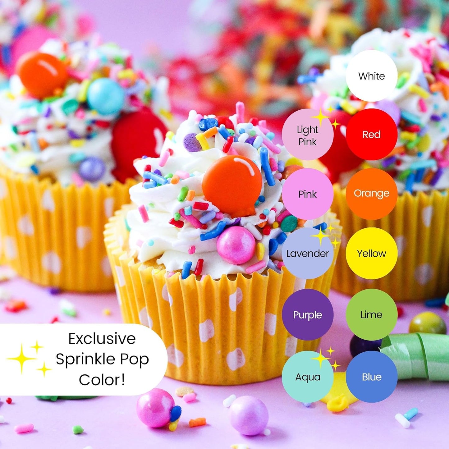 Sprinkle Pop Rainbow Birthday Sprinkle Mix| Red Orange Yellow Iridescent Rainbow Sprinkles with ~12 Royal Icing Balloons| Decorating Sprinkles Made in USA for Girl Boy Cakes Cupcakes Cookie Donut, 4oz