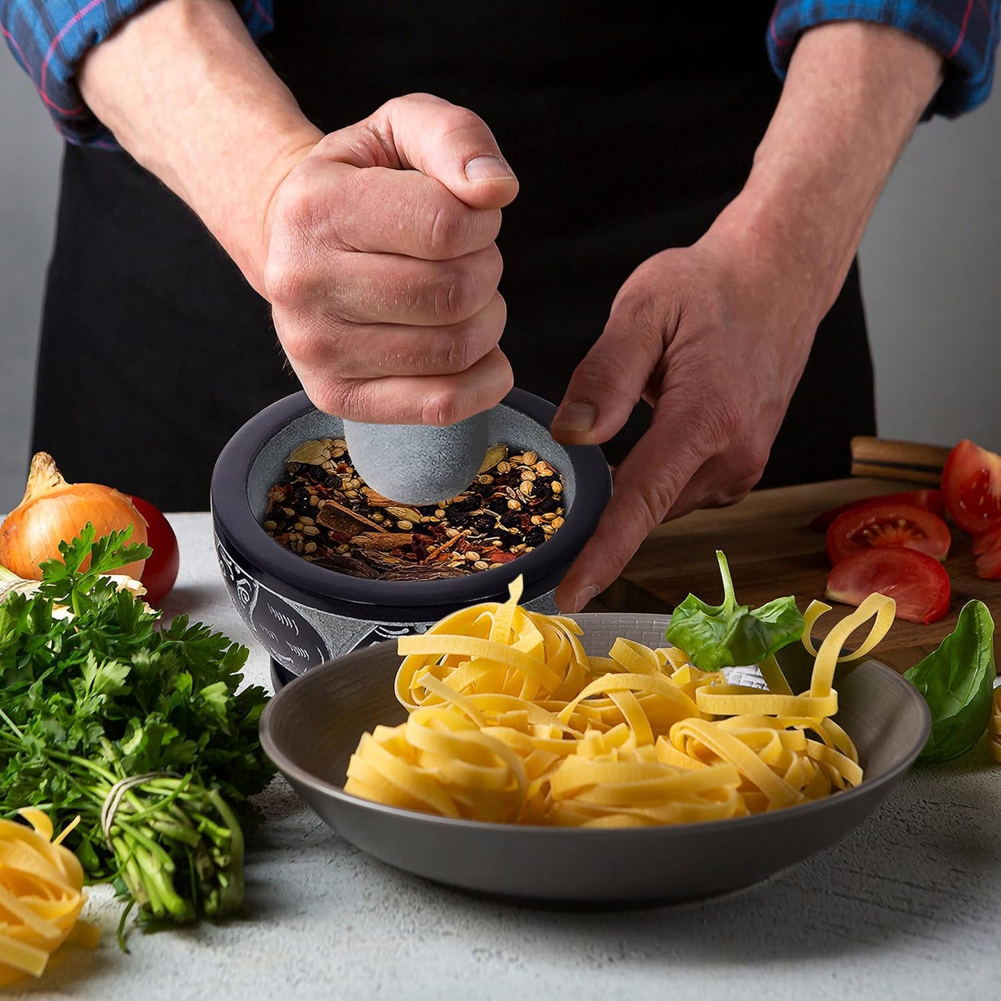 Mortar and Pestle, Made of Heavy Duty Polished Hard Stone, Natural Stone Grinder for Spices, Pastes, Herbs, Seasoning etc. (Elephant)