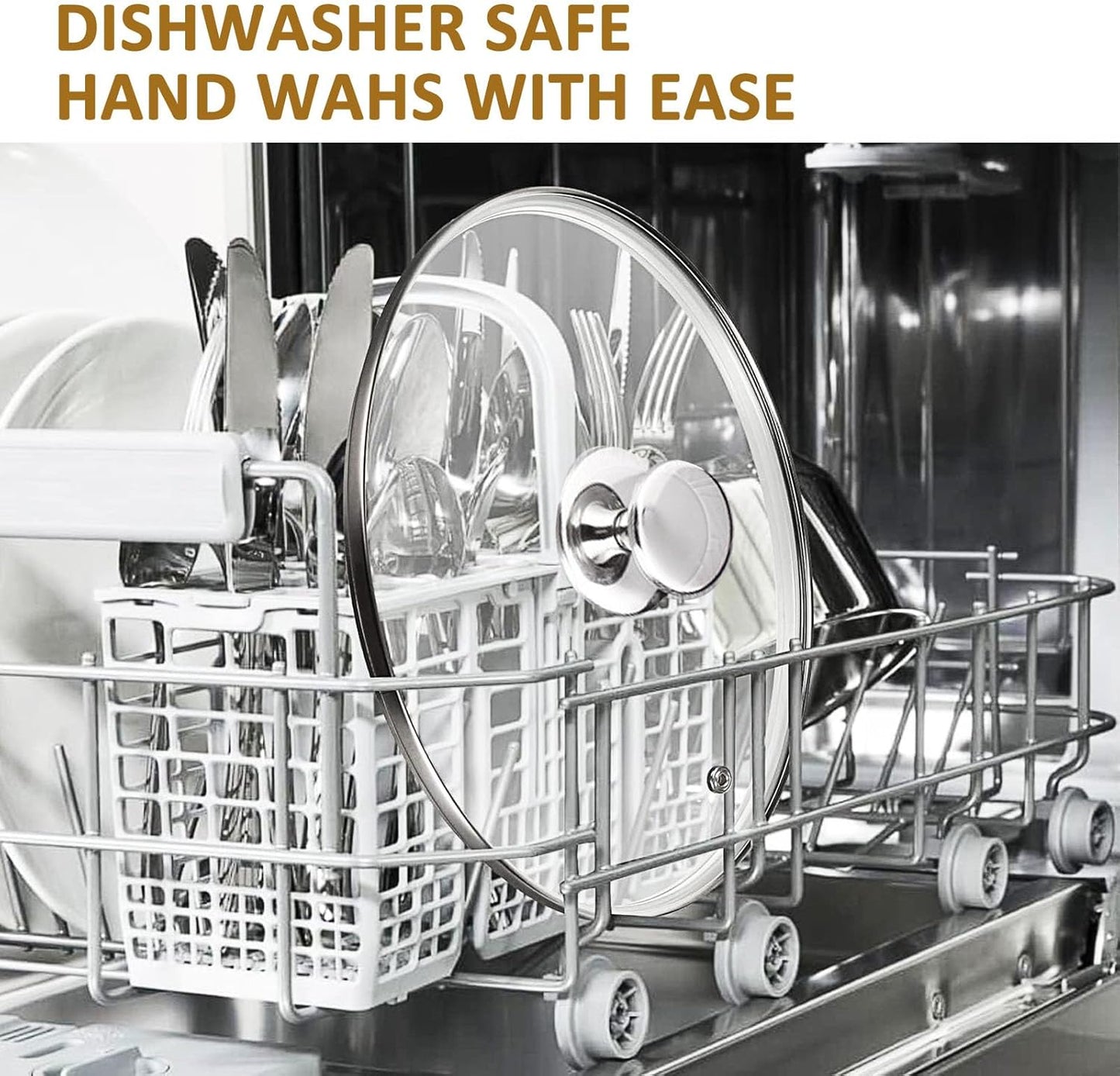 Glass Lid for 12 Inch Stainelss Steel Cast Iron Skillets Frying Pans, 30cm Tempered Lids for Dutch Ovens, 12 In Pan Cover with Stainless Steel Rim for Stock Pots, Dishwasher Safe