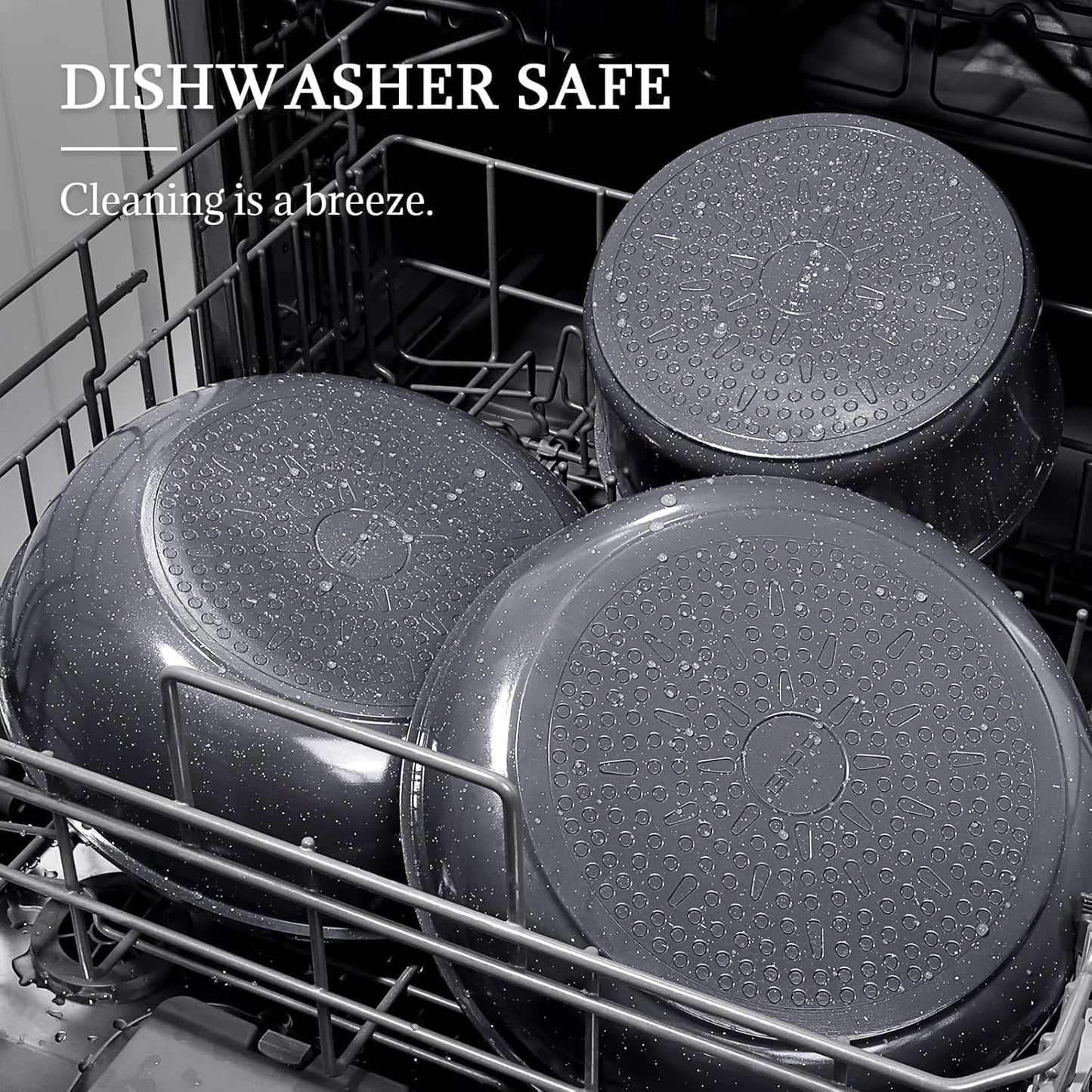 GiPP Ceramic Pots and Pans Set Non Stick, Nonstick Detachable Handle Cookware Sets, Non Toxic Induction Kitchen Pot and Pan with Removable Handle, Healthy RV Cookware, Dishwasher ＆Oven Safe, 5 Piece