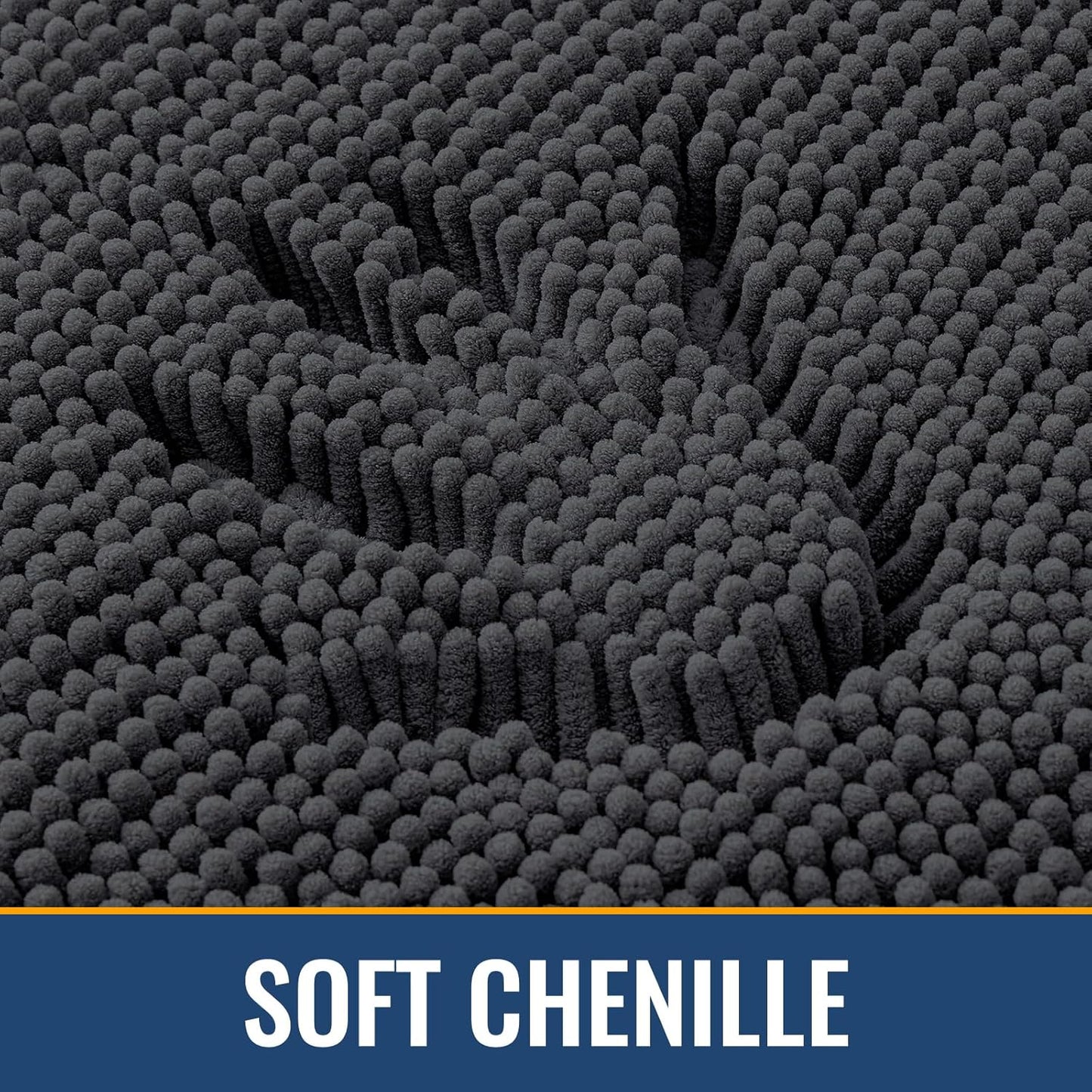 Arotive Bathroom Rugs 36x24, Extra Soft Absorbent Shaggy Chenille Bath Rugs, Machine Washable Rubber Backing Non-Slip Bath Mats for Bathroom Floor Tub and Shower, Home Decor Accessories, Dark Grey