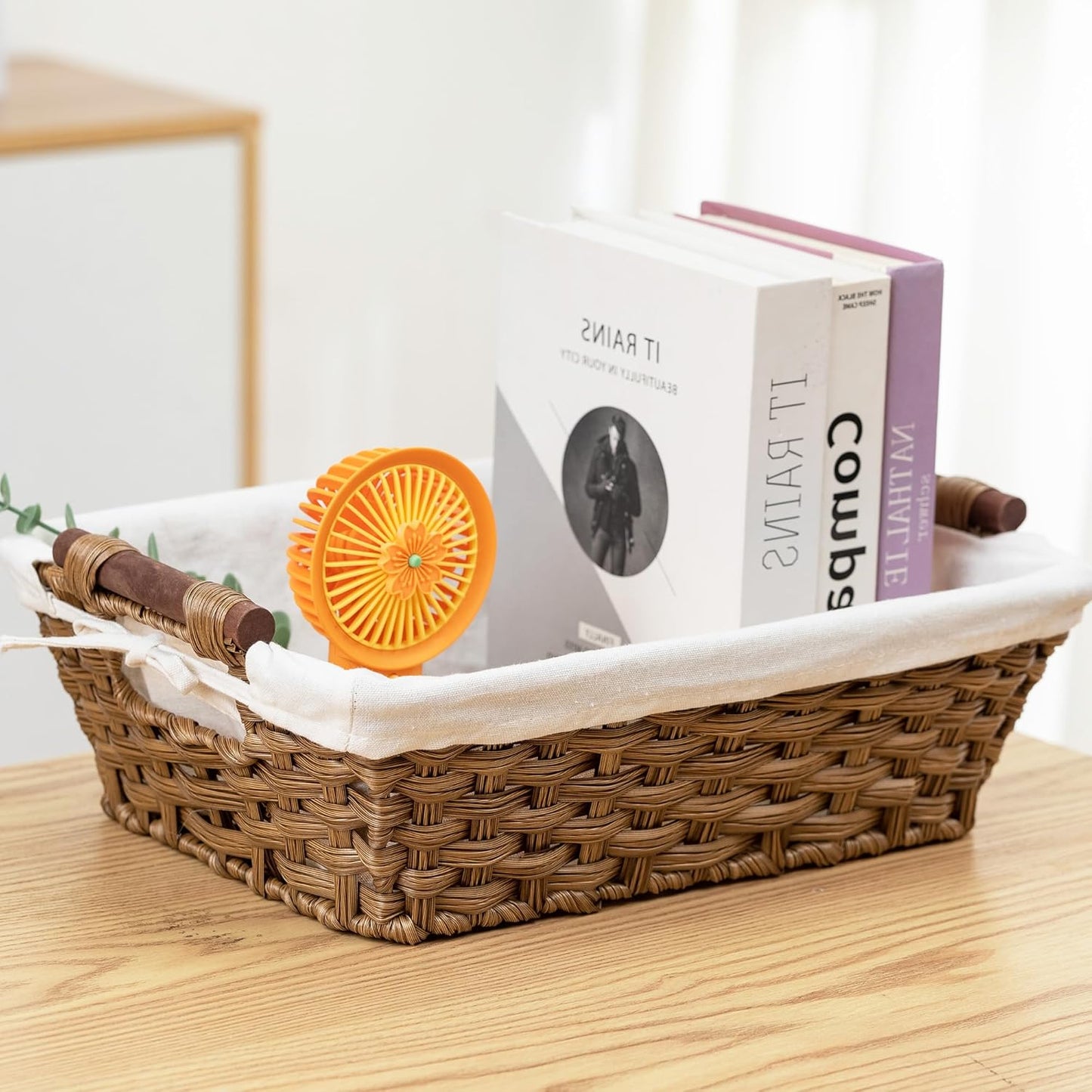 Basket - Wicker Storage Basket, Hand Woven Wicker Storage Basket for Home Storage, Dimensions 15"W x 10.6" x 5.1"H, Brown Home Storage Box