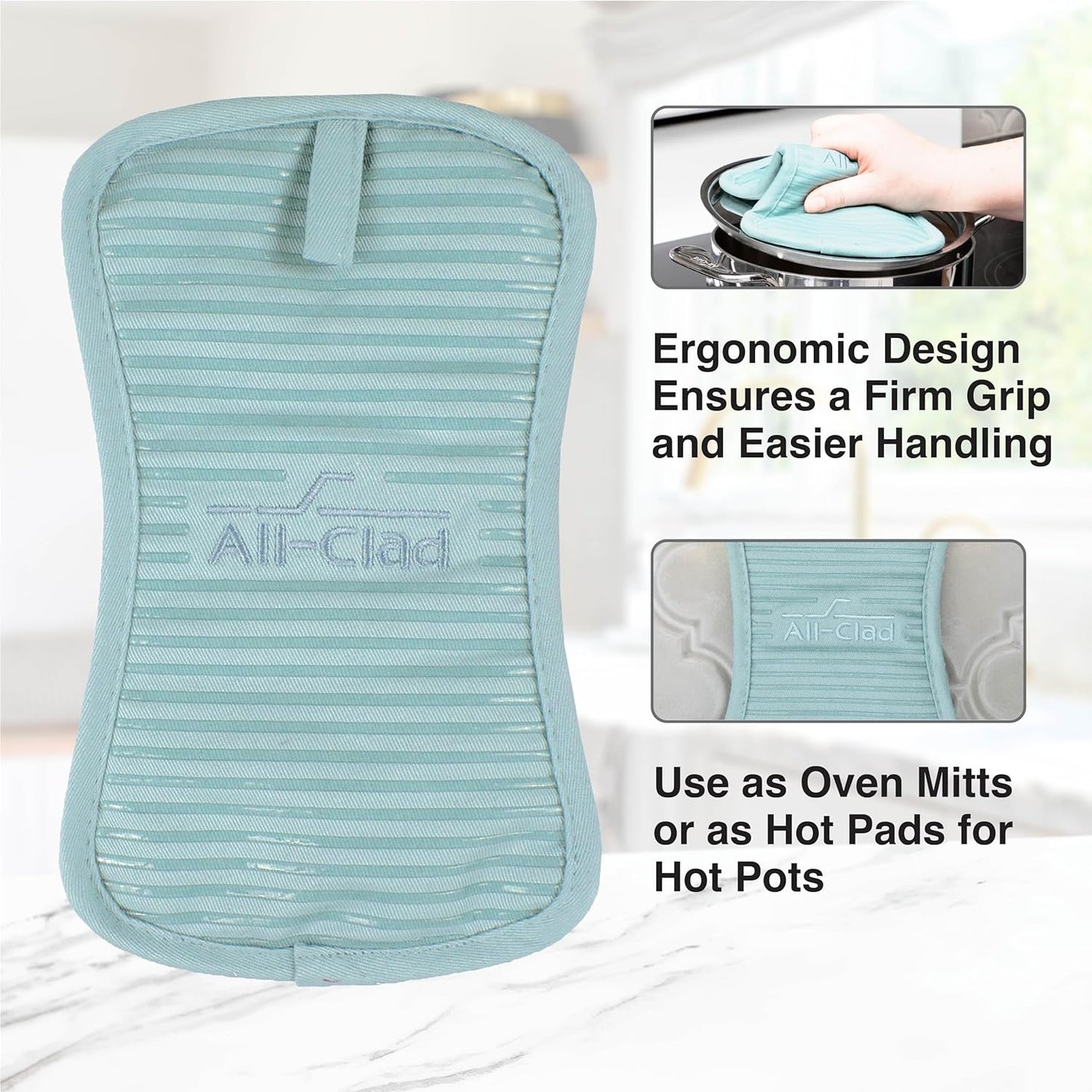 All-Clad Premium Pot Holder & Hot Pad: Heat Resistant up to 500 Degrees - 100% Cotton, 10"x6.25" Hot Pad for Kitchen and Barbeque, 1-Pack, Rainfall