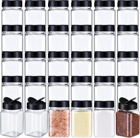 30 Pack Plastic Spice Jars with Shaker Lids Clear Seasoning Containers Spice Bottles for Kitchen Storing Spice Herbs Seasoning Powders(Triangle,12.2 oz)