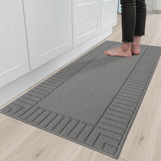 BEQHAUSE-Kitchen-Rugs-Washable-Kitchen-Mats-for-Floor Non-Slip Kitchen Mat Absorbent Kitchen Runner Rug with TPR Non Skid Backing,Grey,24”x60”