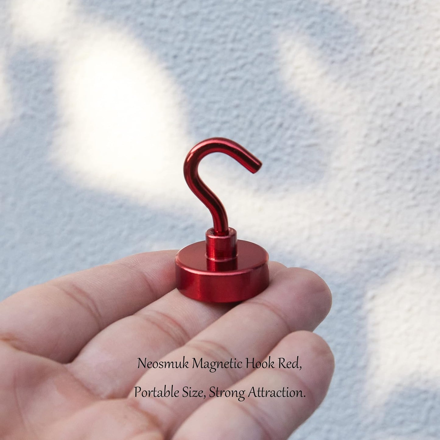 Neosmuk Magnetic Hooks,Heavy Duty Earth Magnets with Hook for Refrigerator, Extra Strong Cruise Hook for Hanging, Magnetic Hanger for Cabins, Grill (Red, Pack of 10)
