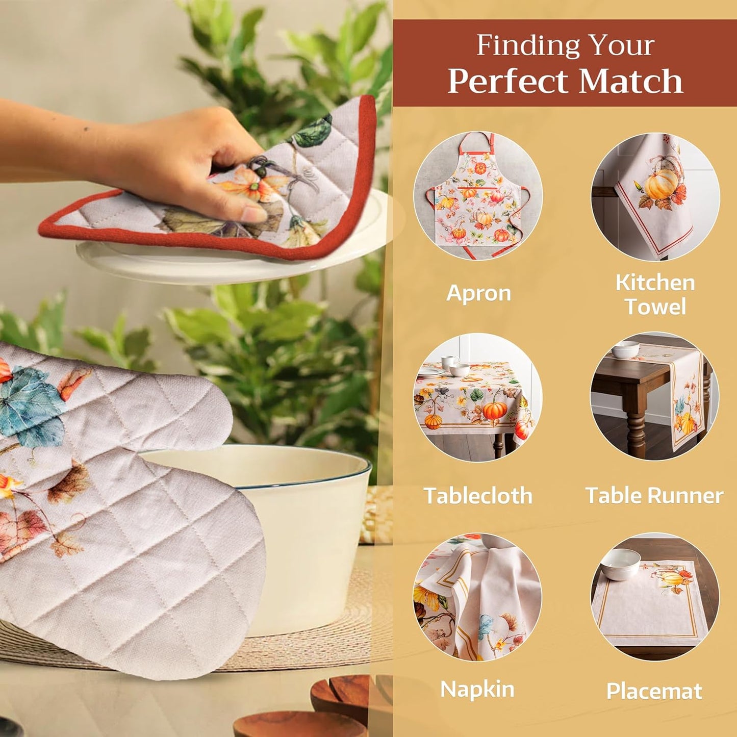 Maison d' Hermine Pot Holders Set 100% Cotton Heat Resistant Potholders 8" x 8" Hot Pads with Loop BBQ, Cooking, Baking, Grilling, Kitchen, Handling Hot Pans (Pack of 2, Potiron)