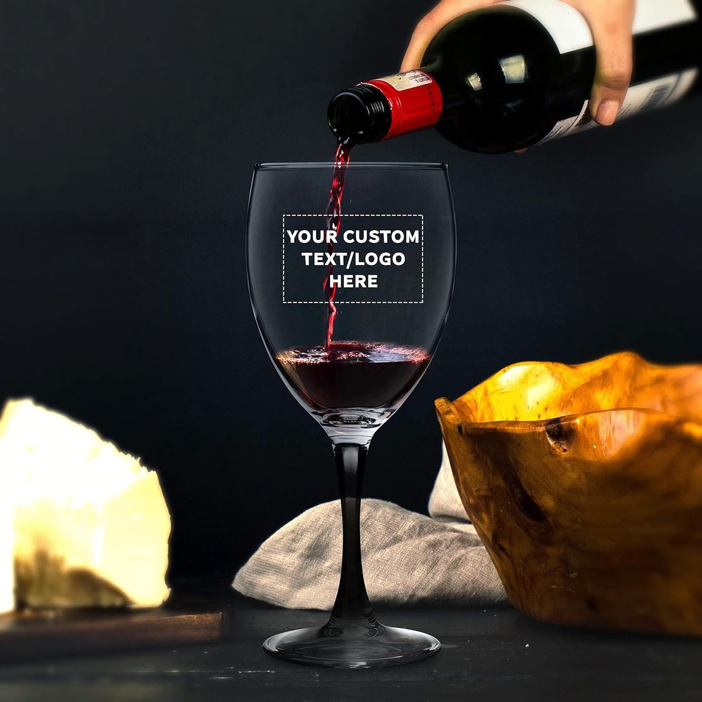 Custom Nuance Wine Glasses by ARC 10.5 oz. Set of 50, Personalized Bulk Pack - Restaurant Glassware, Perfect for Red Wine, White Wine, Cocktails - Black