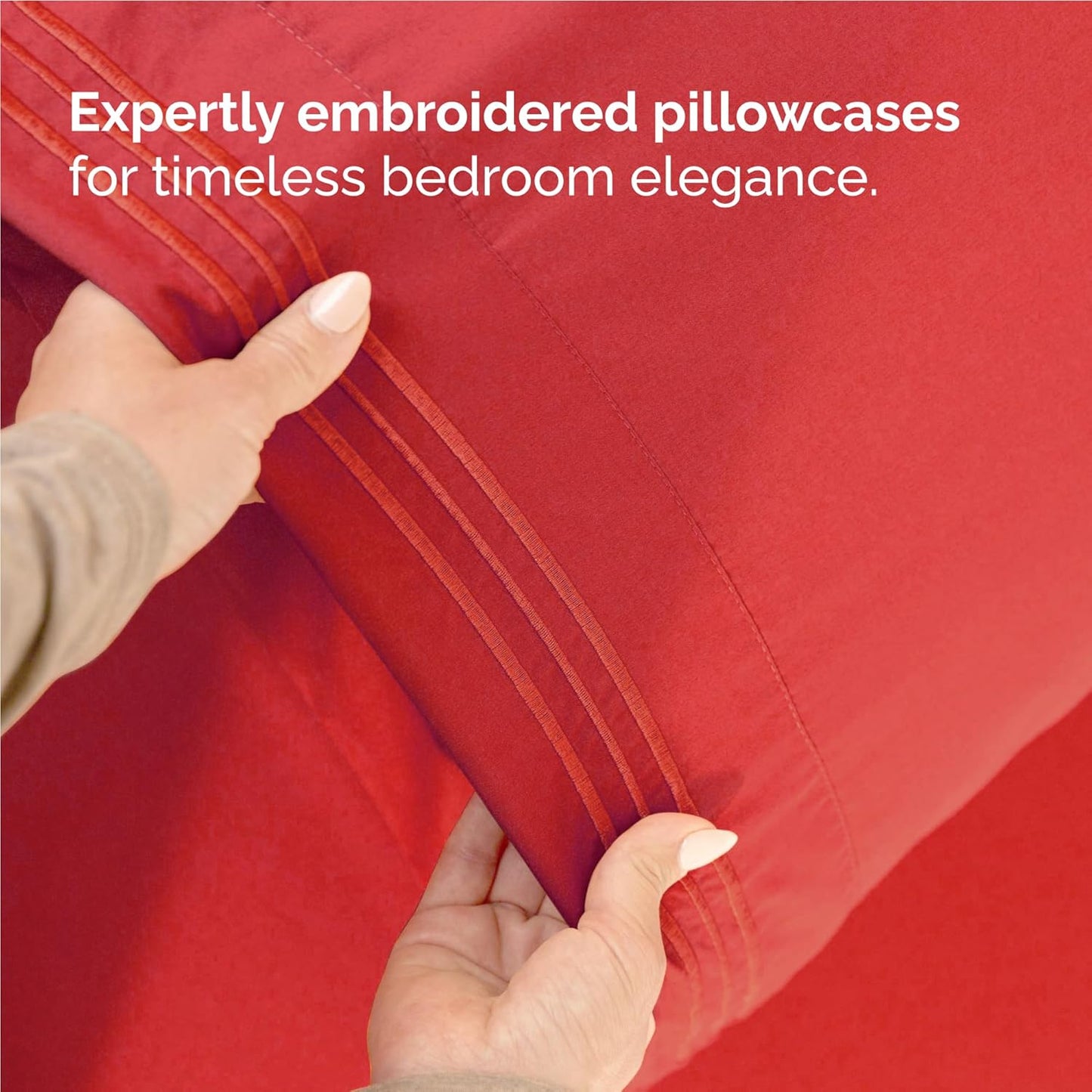 Full Size 4 Piece Sheet Set - Comfy Breathable & Cooling Bed Sheets Set - Hotel Luxury Bedding for Women, Men, Kids, Teens, Boys and Girls - Deep Pockets, Ultra-Soft & Wrinkle Free - Oeko-Tex - Red