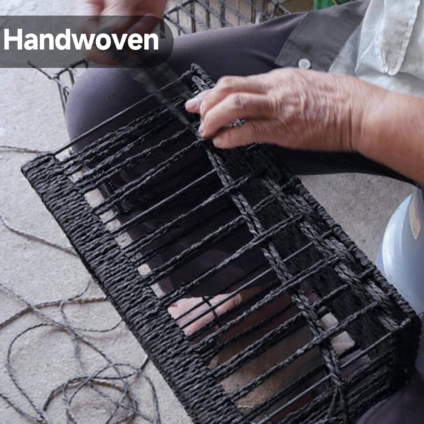 StorageWorks Bathroom Vanity Tray for Countertop, Bathroom Counter Tray for Decorative, Toilet Paper Baskets, Black, Larger, 2 Pack