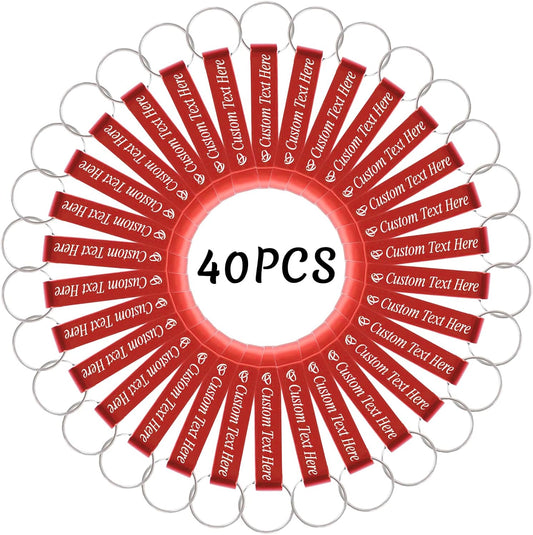 40PCS Personalized Bottle Opener Keychain Bulk Custom Beer Bottle Opener with Logo Text Engraved Wedding Bottle Opener Favors Customized Gifts for Guests Baby Shower Birthday Party-Red