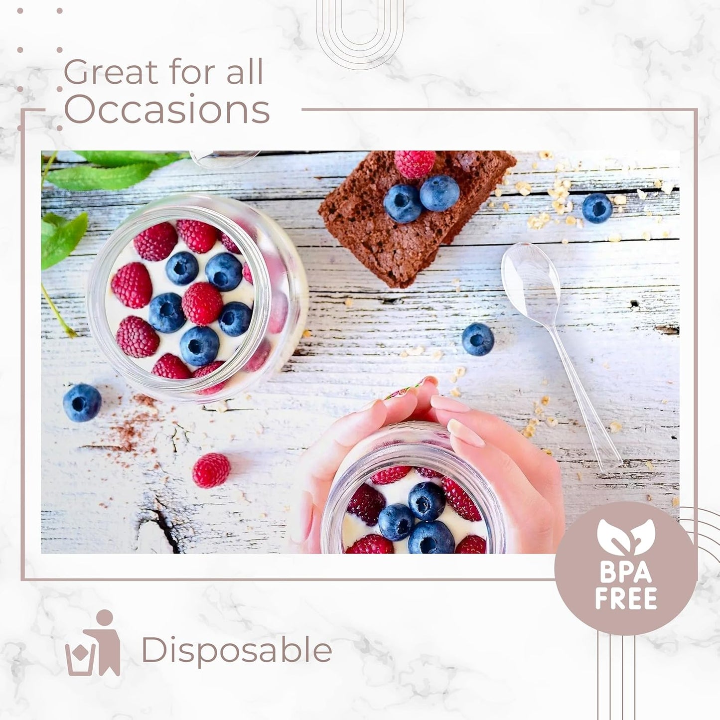 Exquisite 100CT Mini Clear Plastic Spoons for Tasting Spoons Disposable Mini Ice Cream Spoon I Tiny Utensils I Cake Spoon I Mini Serving Spoons