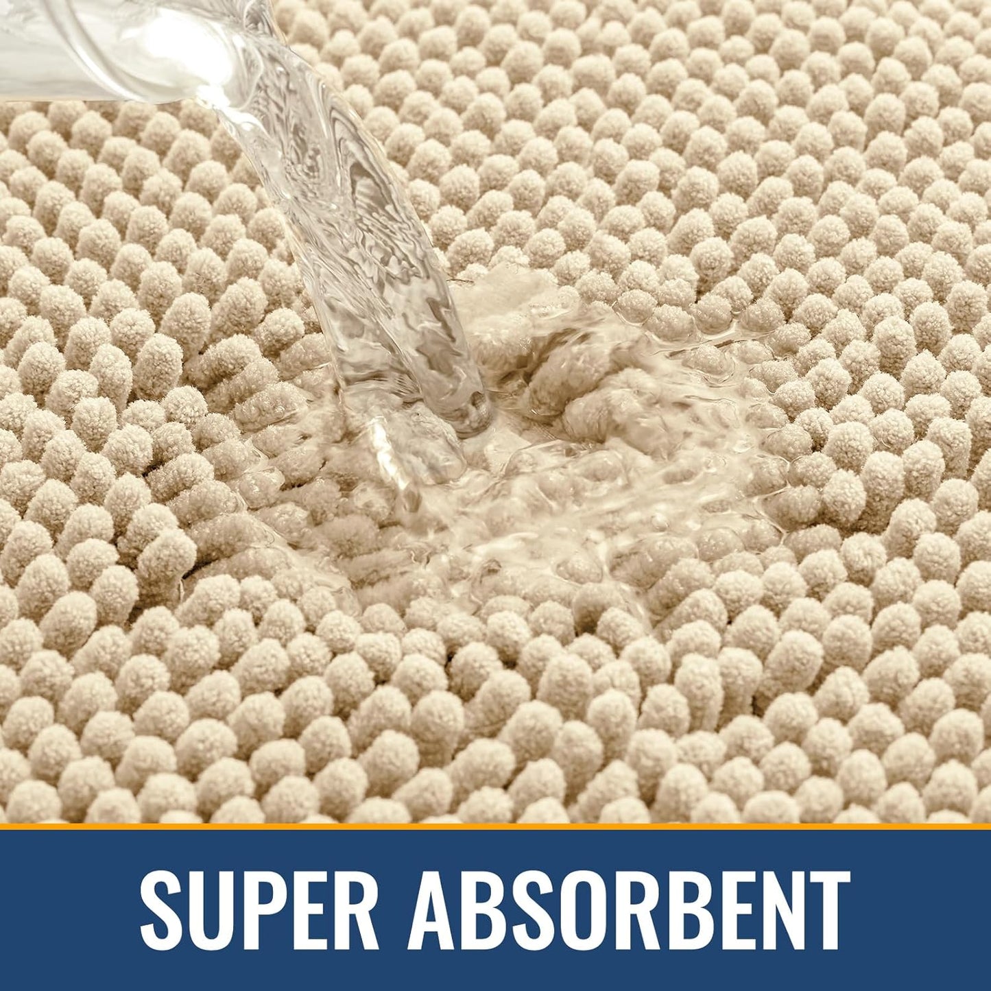 Arotive Bathroom Rugs 24x16, Extra Soft Absorbent Shaggy Chenille Bath Rugs, Machine Washable Rubber Backing Non-Slip Bath Mats for Bathroom Floor Tub and Shower, Home Decor Accessories, Beige