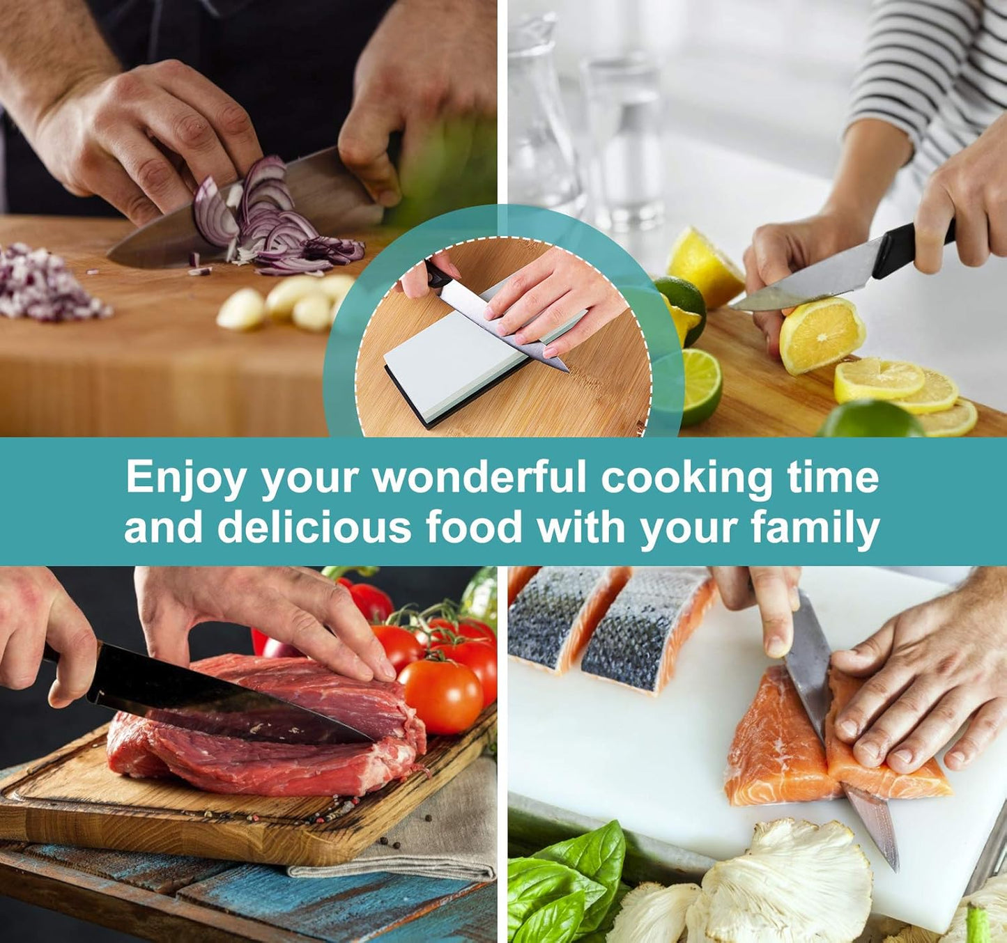 Knife Sharpening Stone 400/1000 Whetstone Sharpening Stone with Non-Slip Rubber Base for Kitchen, Hunting, and Pocket Knives or Blades