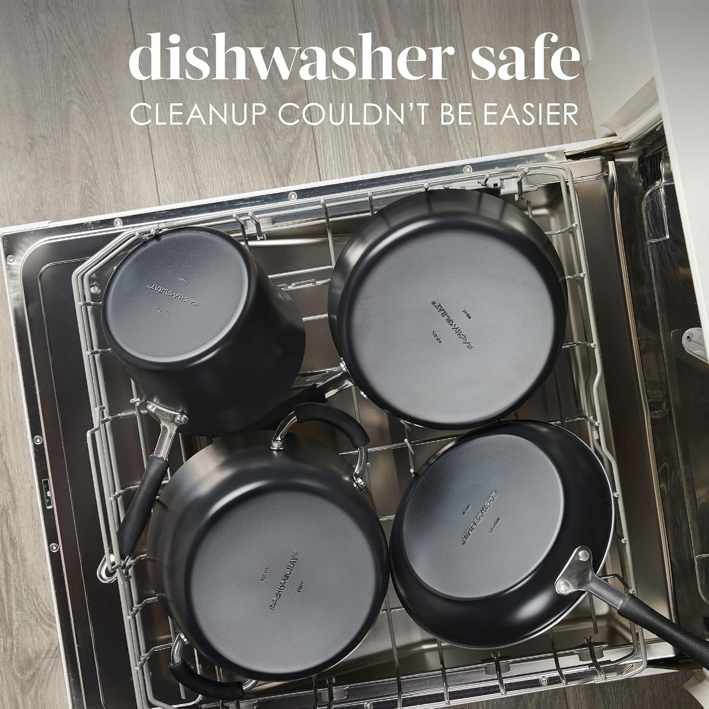 Rachael Ray Cucina Ceramic Cookware Set - 13 Pieces - Ceramic Pots and Pans Set w/Nonstick Frying Pans, Saute Pan, Saucepans, Stockpot, Lids, Pan Protectors & Cooking Utensils - Peppercorn