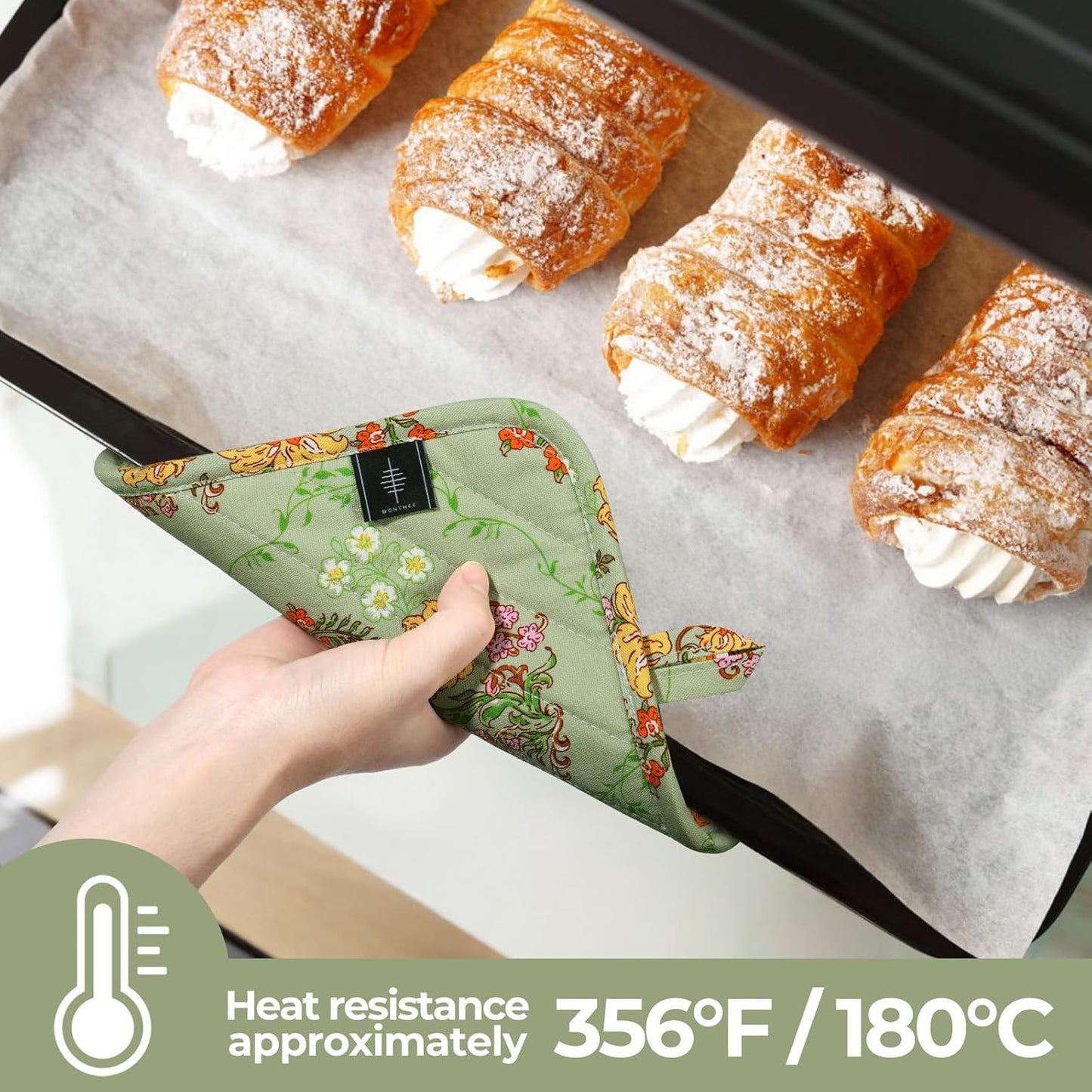 Pot Holders for Kitchen Heat Resistant Hot Pads for Countertops Oven Pot Holders Cotton Potholders for Kitchen Cooking Baking (Sweet Flowers)