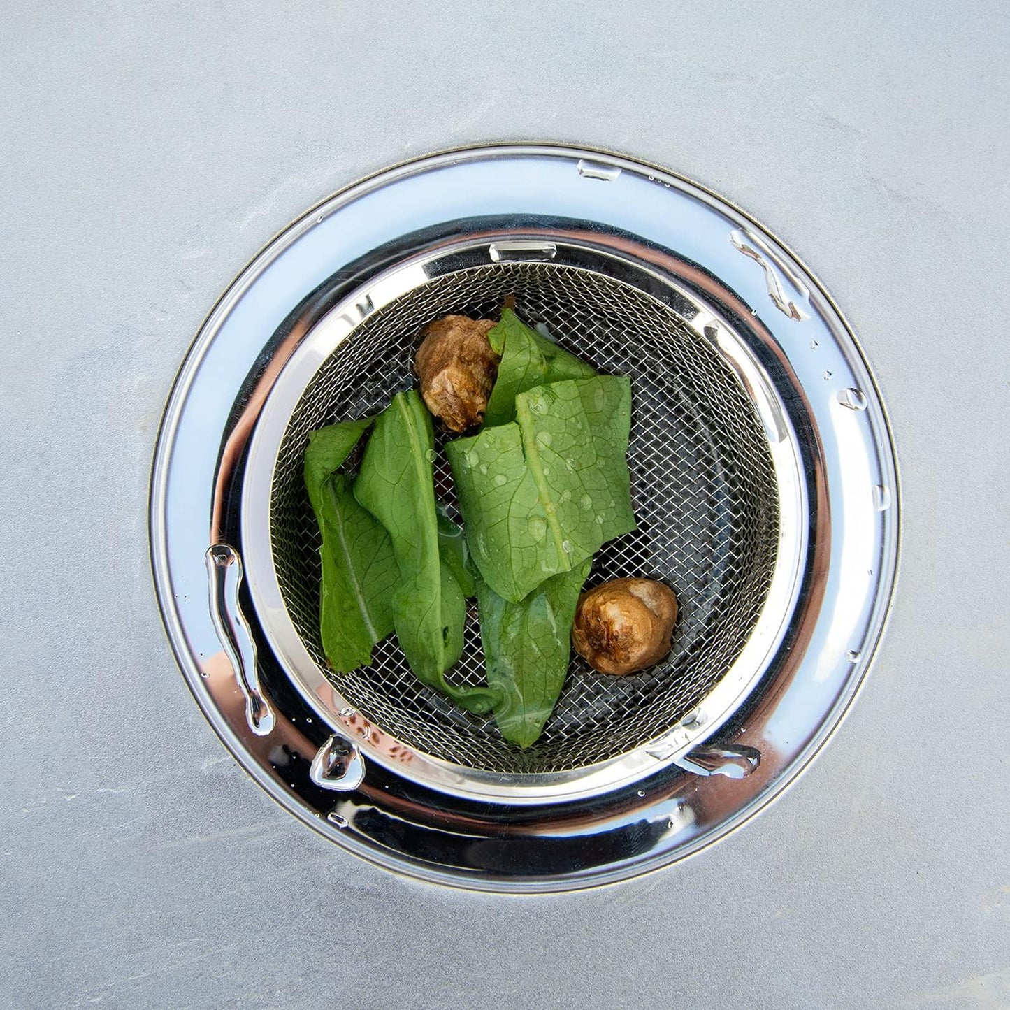 2PCS Kitchen Sink Strainer-Stainless Steel Mesh Drain Strainer,Large Wide Rim 4.5" Diameter