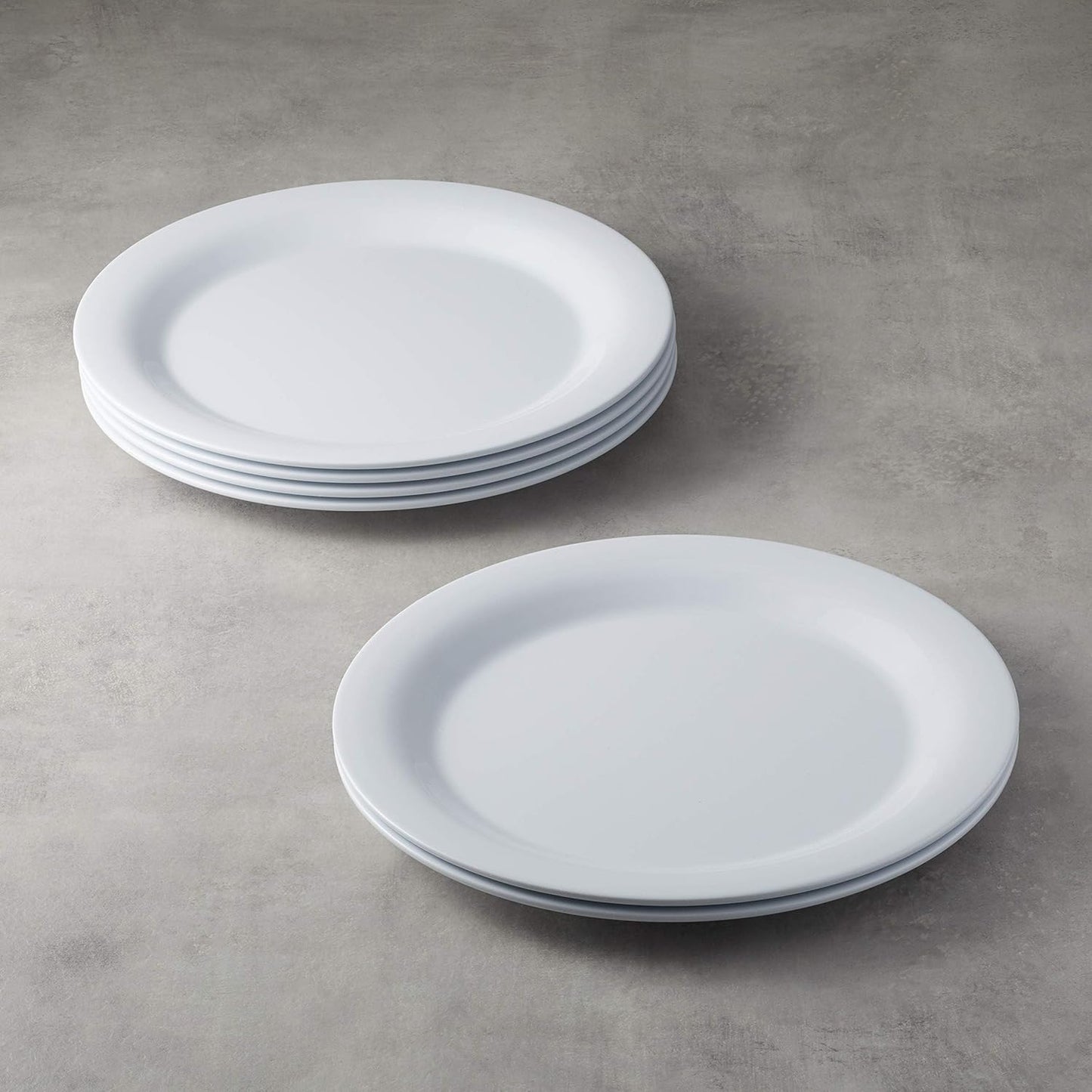 Amazon Basics Melamine (Plastic) Plate, 6 Piece Set, 10.5 in, White (Previously AmazonCommercial brand)