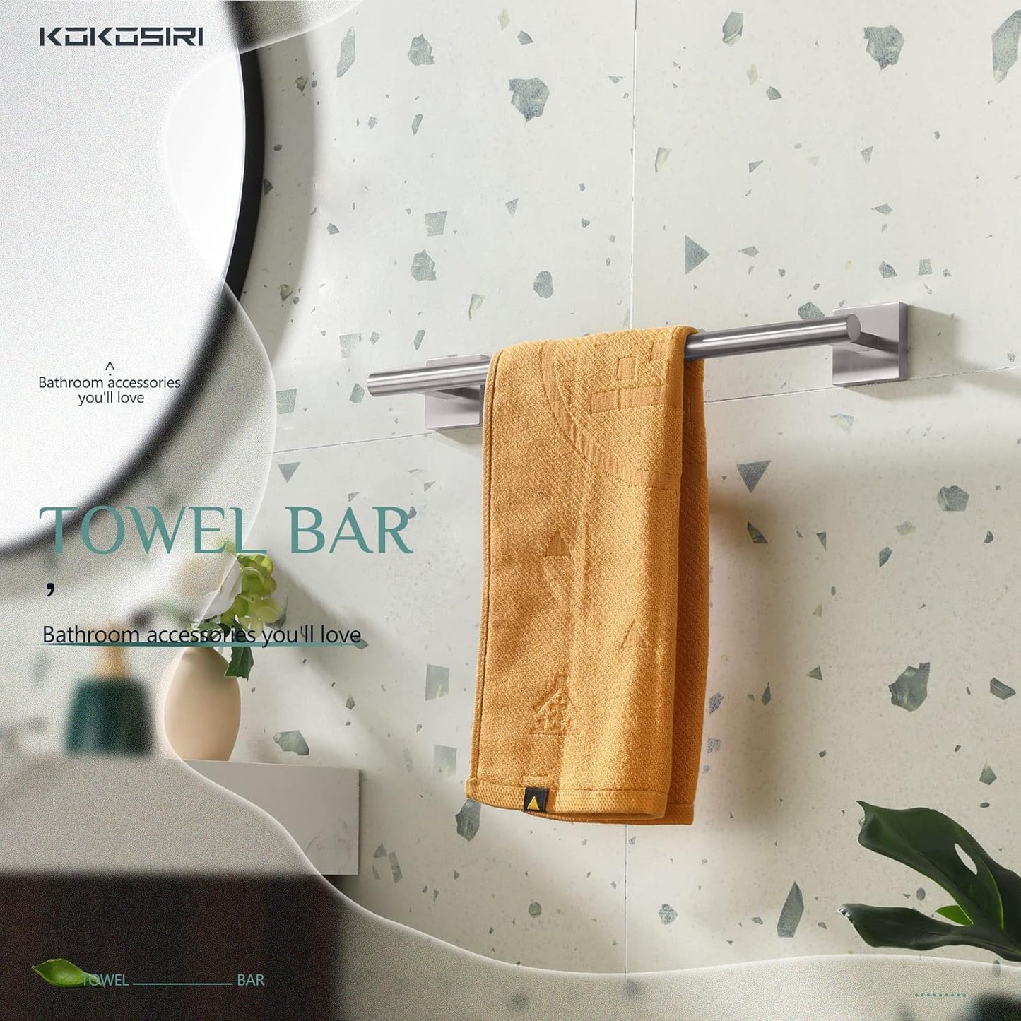 KOKOSIRI Towel Holder 16 Inch Bathroom Hand Towel Bar for Bath Kitchen Toilet Brushed Nickel Stainless Steel B4005BR-L16