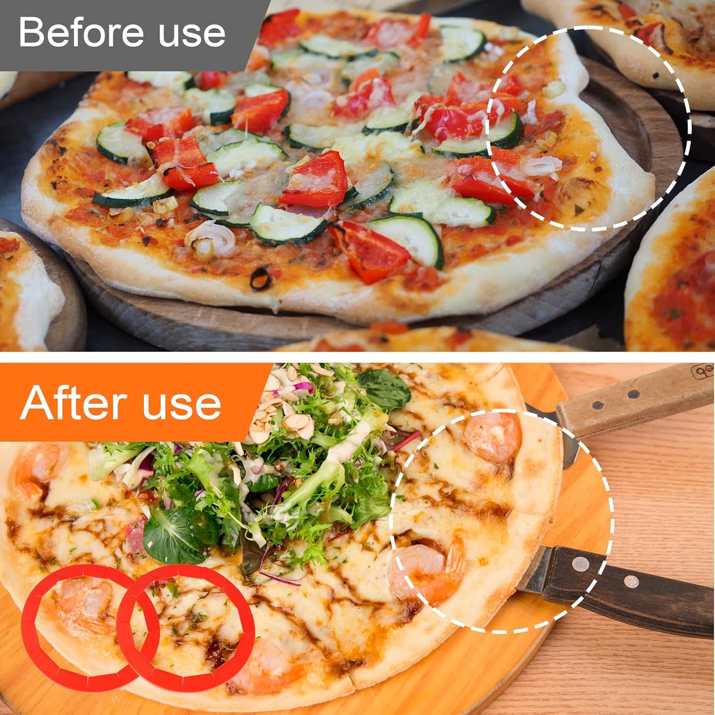 2 Pack Adjustable Silicone Pie Crust Shield Pie BPA-free Protectors Adjustable Bake Crust Protector Pie Crust Protector Cover Kitchen Tool for Baking Pie Pizza, Fit 8-11.5 Inch Pies(Red)