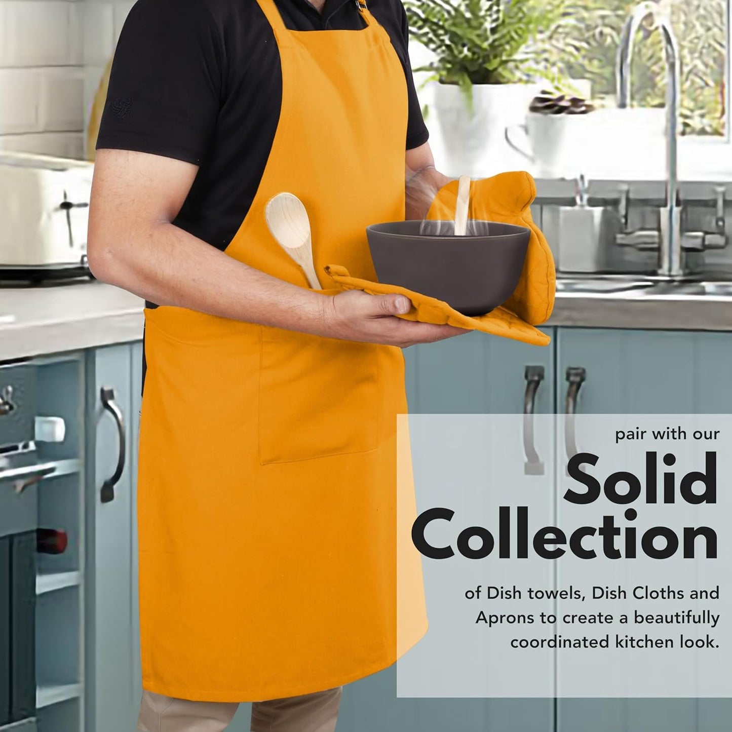 Native Fab 4 Piece Set - 2 Oven Mitts & 2 Potholders, Heat Resistant, 100% Cotton, Quilted Design, Non-Slip Grip, Machine Washable, Ideal for Baking, Cooking, BBQ, Kitchen Protection - Mustard Yellow