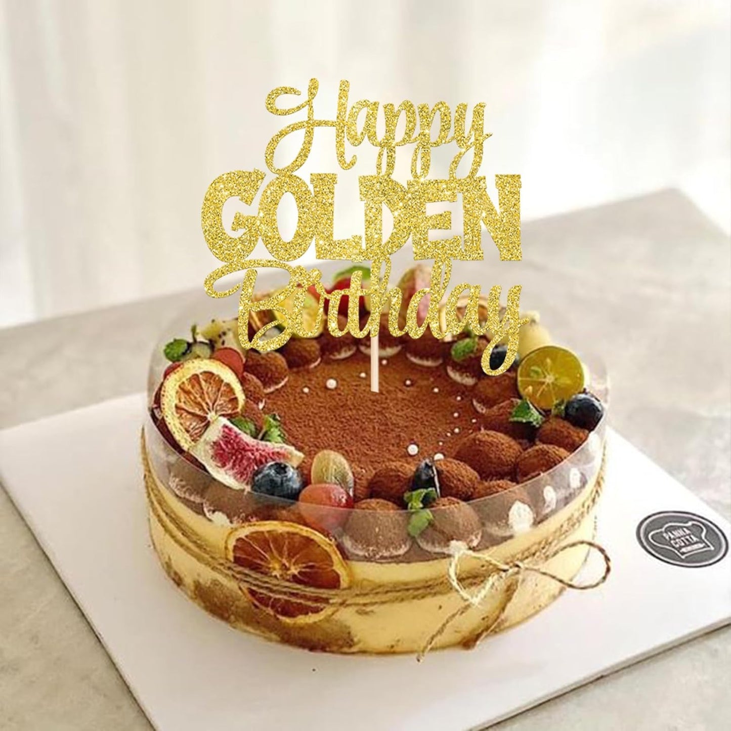 1 PCS Happy Golden Birthday Cake Topper Gold Glitter Birthday Cake Pick 1/13/16/18/21/30/40/60/70/80/90th Cake Decorations for Celebrating 50th Anniversary Theme Party Supplies