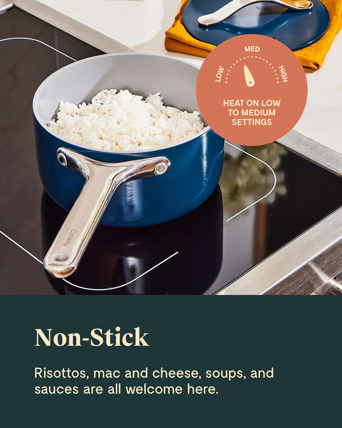 Caraway Nonstick Ceramic Sauce Pan with Lid (1.75 qt) - Non Toxic, PTFE & PFOA Free - Oven Safe & Compatible with All Stovetops (Gas, Electric & Induction) - Perracotta