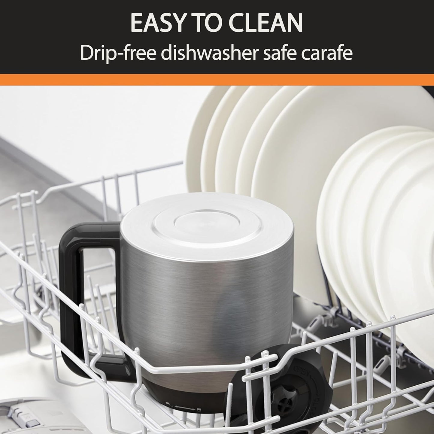 Krups Simply Brew Stainless Steel and Thermal Carafe Drip Coffee Maker 12 Cup Programmable, Customizable, Digital Display, Insulated Coffee Filter, Dishwasher Safe, Drip Free Silver and Black