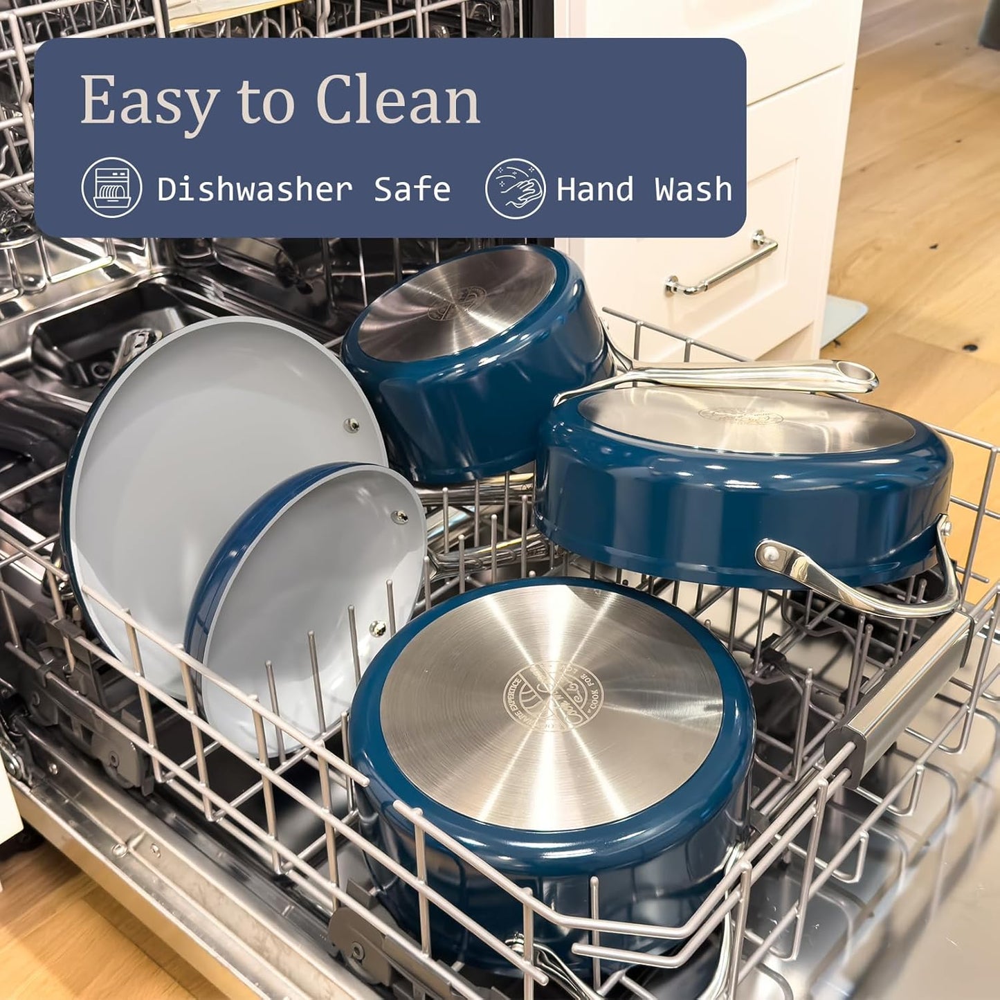 3.5qt Nonstick Ceramic Sauce Pan with Lid (8.19") Even Heat Distribution, Non Toxic & PFAS Free Healthy Cooking Pot for All Stovetops (Induction/Gas/Electric), Oven Safe 500°F, Cream