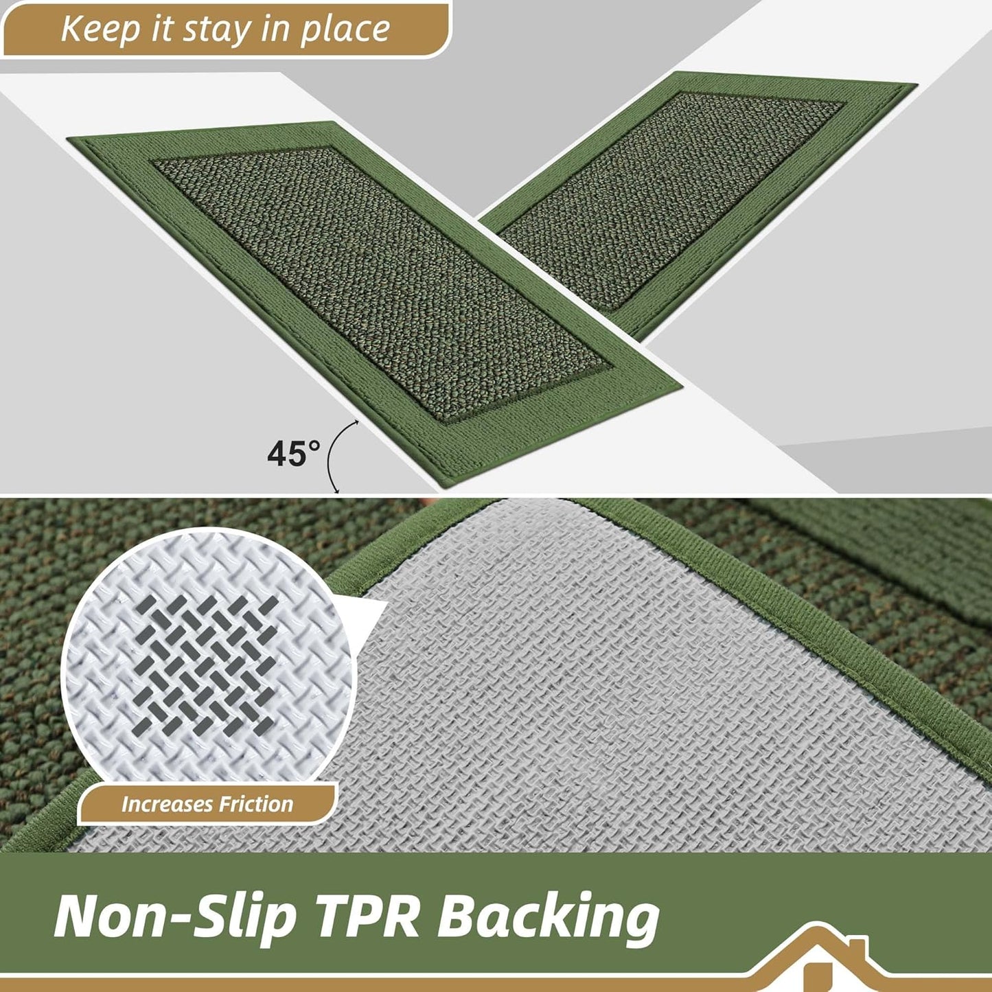 BEQHAUSE Indoor Door Mat 32" x 48", Dirt Trapper Door Mats Non-Slip Entryway Rugs Washable, Resist Dirt Absorbent Welcome Mat, Low Profile Floor Mats for Front Back Door and Entryway, Green