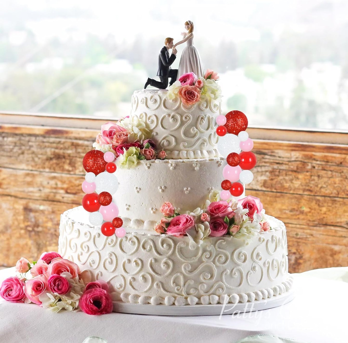 BEISHIDA 40 Pcs Foam Ball Cake Toppers with Sticks Mini Ball Cake Decorations for Birthdays, Weddings, Valentines, DIY Baking Supplies, Anniversary Party (Red, Pink, White)