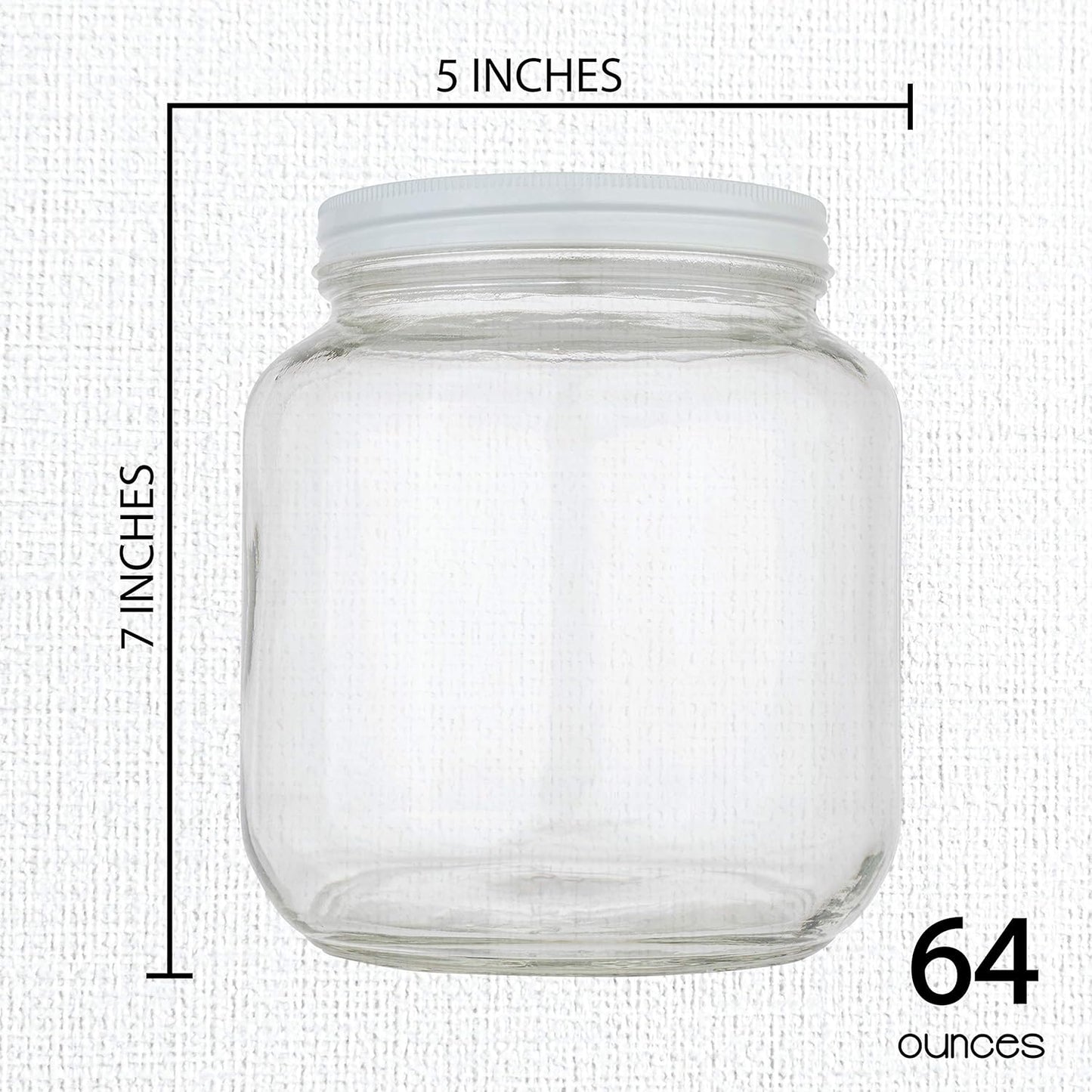 kitchentoolz Half Gallon Mason Jar Wide Mouth with Airtight Metal Lid - Safe for Fermenting Kombucha Kefir - Curing Pickling, Storing and Canning - BPA-Free Dishwasher Safe (White Lid, 4)