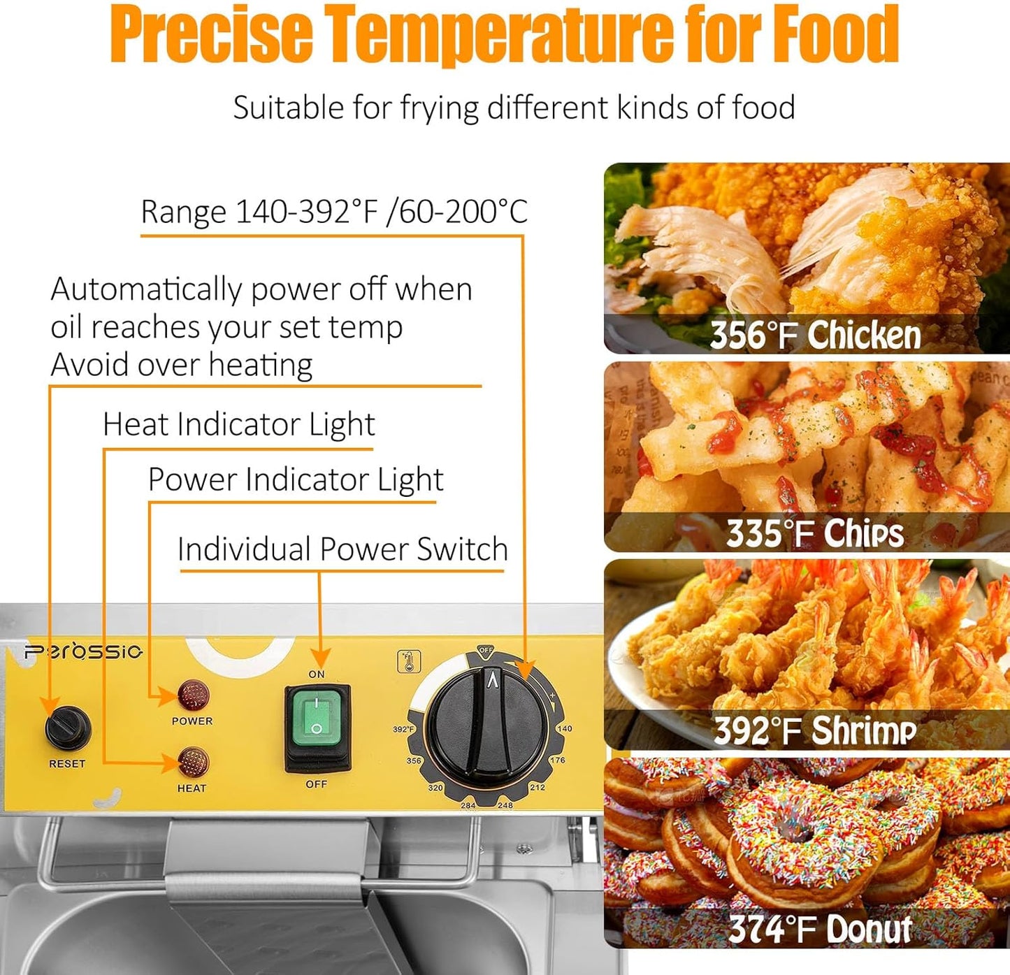 Dual Tank Deep Fryer 20L(21.1Qt) 3500 W Fast Heating, with Basket and Lid, 304SS Electric Large Deep Fryer for Home and Commercial, Countertop Deep Fryers