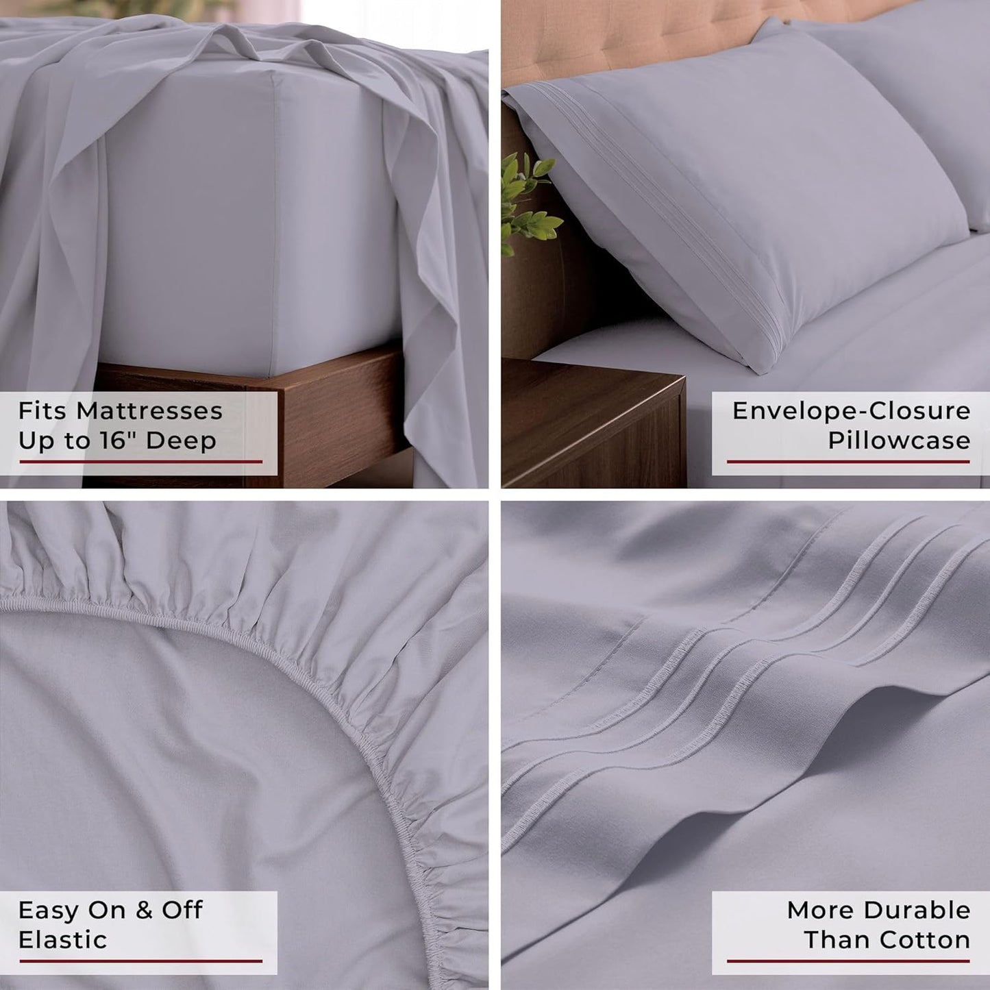 Mellanni King Sheets Set - 4 PC Iconic Collection Bedding - Hotel Luxury, Extra Soft, Cooling Bed Sheets - Wrinkle, Fade, Stain Resistant (King, Lavender)